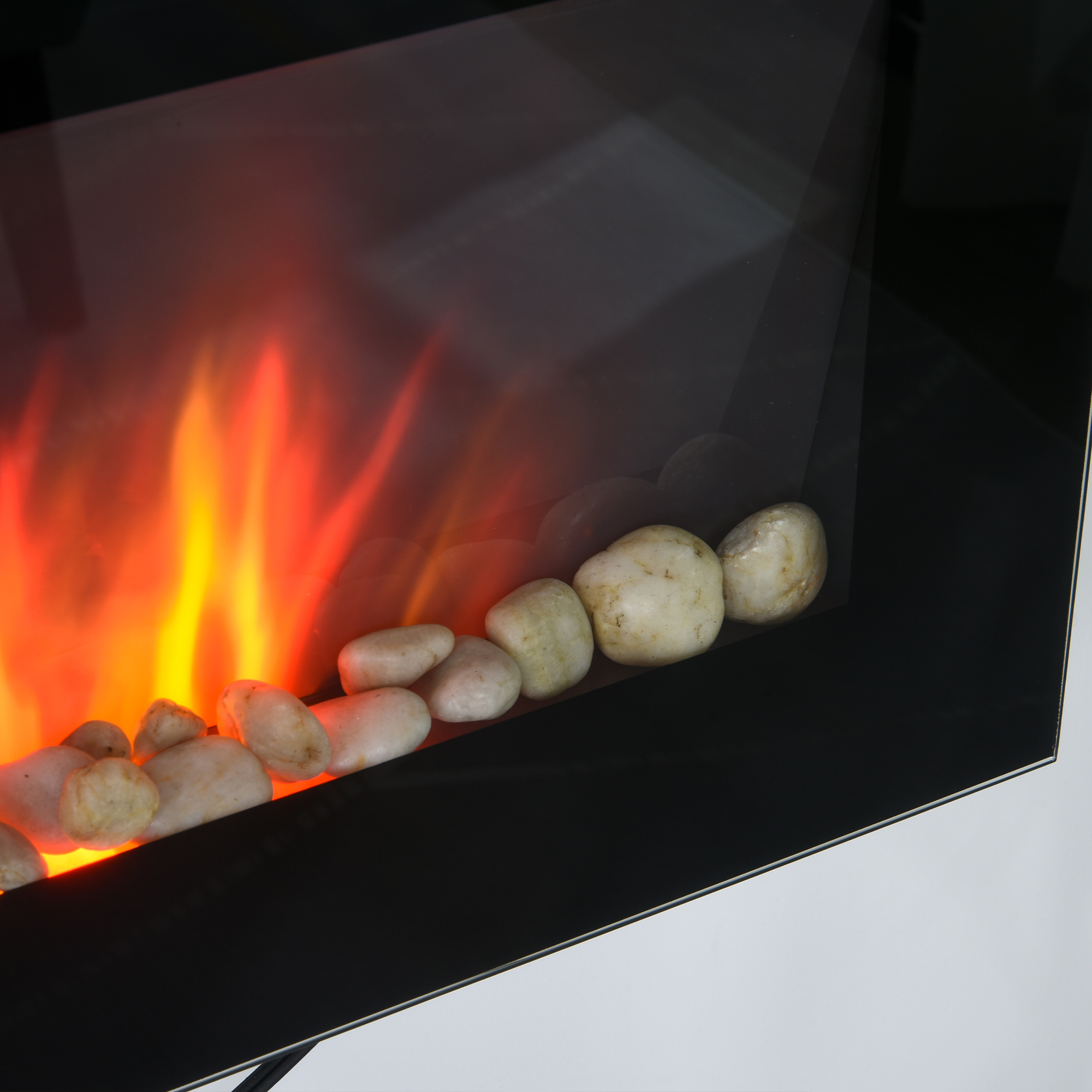 28.5" 1450W Electric Wall-Mounted Fireplace with Flame Effect, 7 Color Background Light, Black image 7