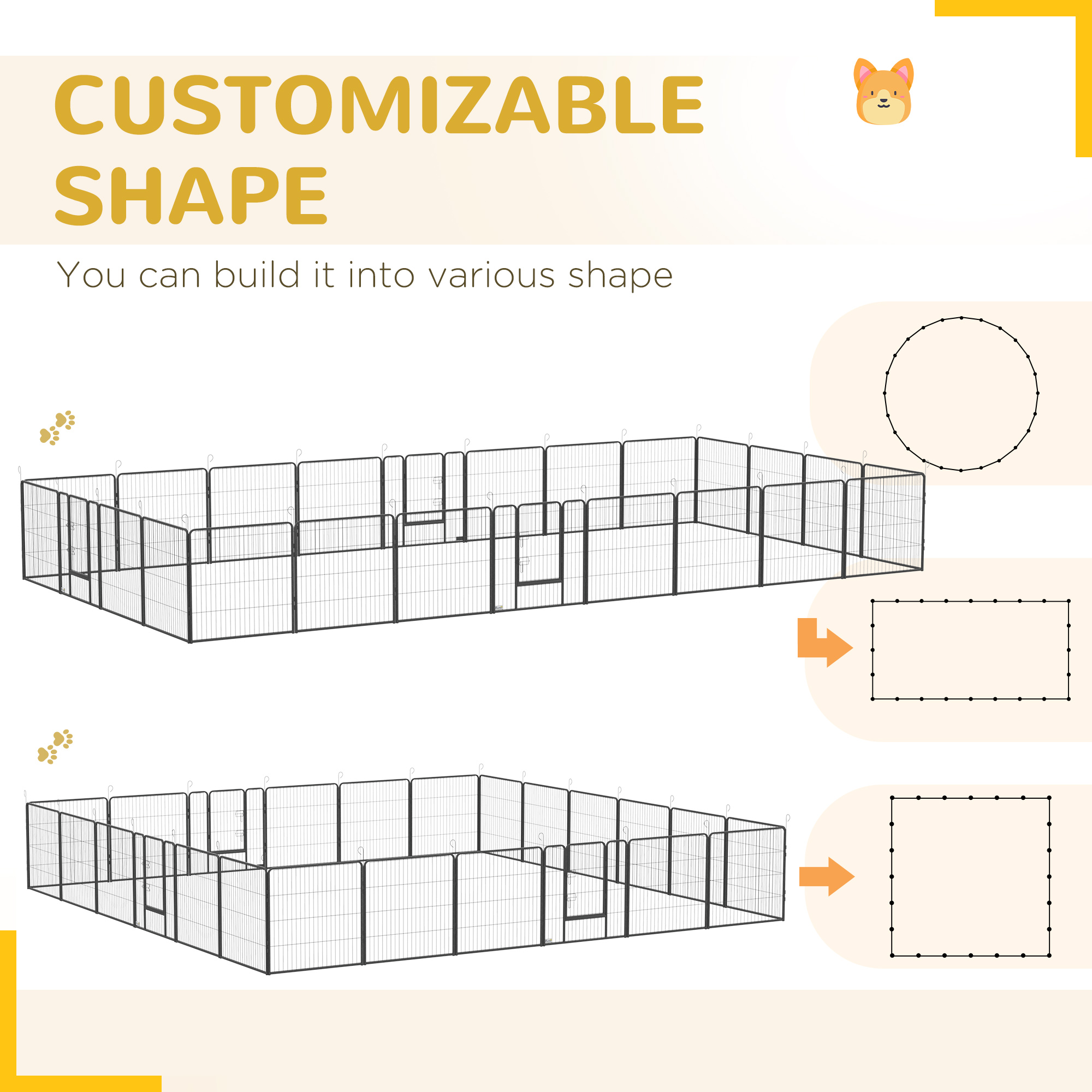  24 Panel Dog Playpen for Small and Medium Dogs with Lockable Door, 15.7' x 15.7' x 2.6'