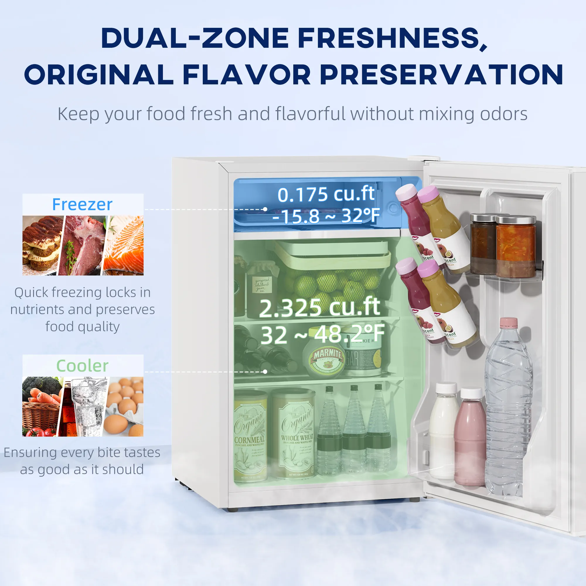2.5 Cu.Ft Mini Fridge, Single Door Compact
