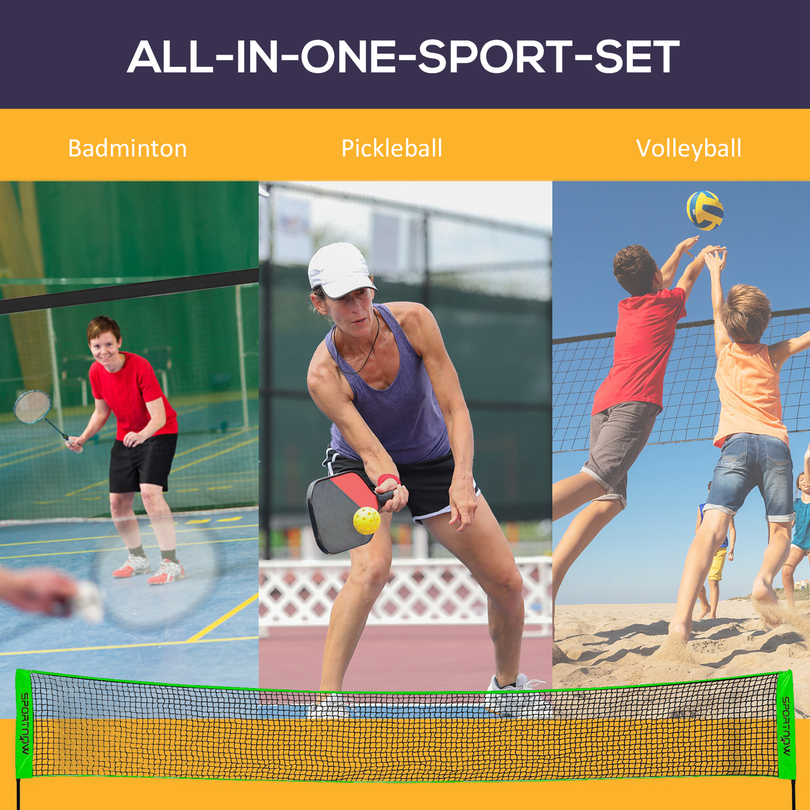 SPORTNOW Badminton Net Set, Height Adjustable Net