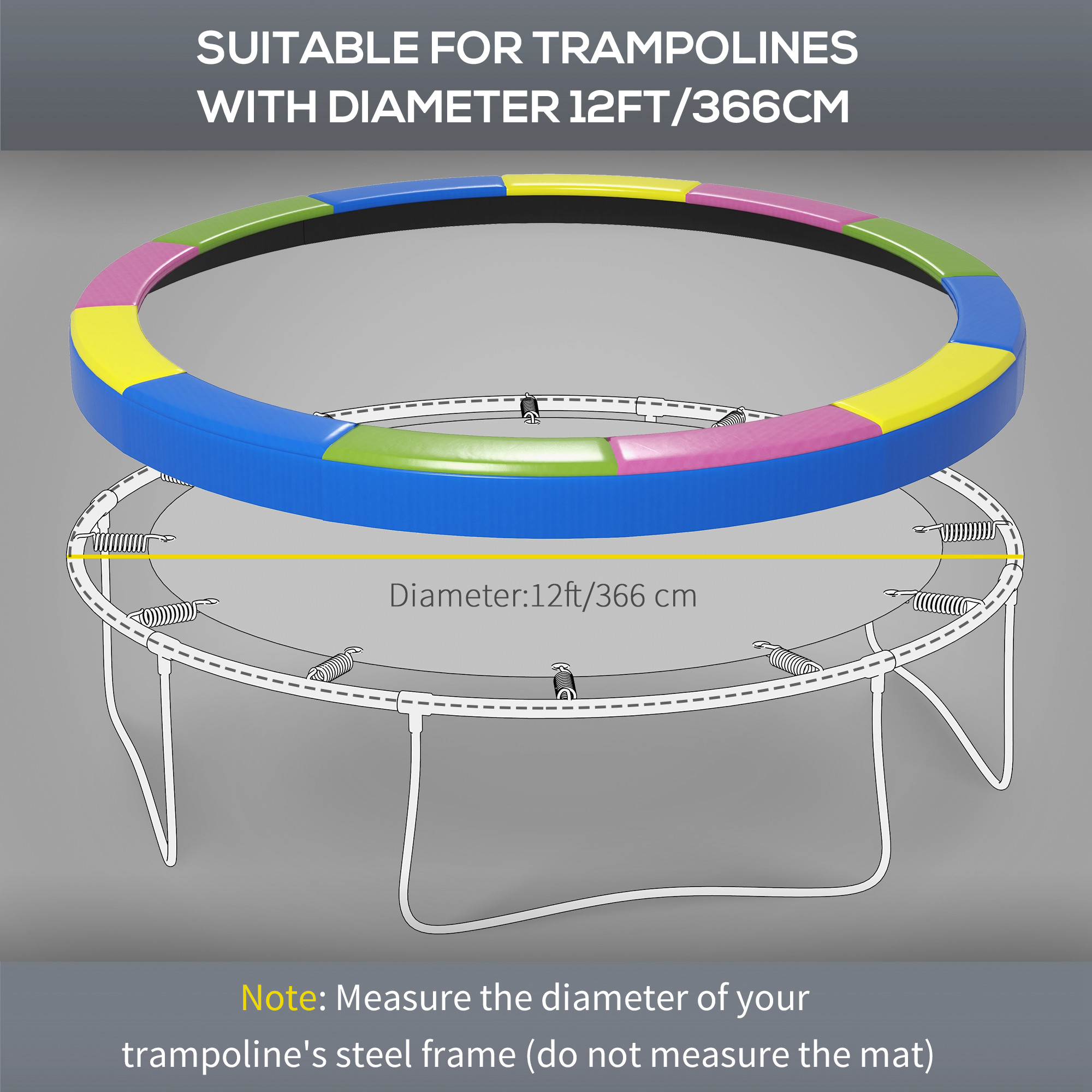 SPORTNOW 12FT Trampoline Spring Cover, Plastic Pad Replacement With Elastic — image 5
