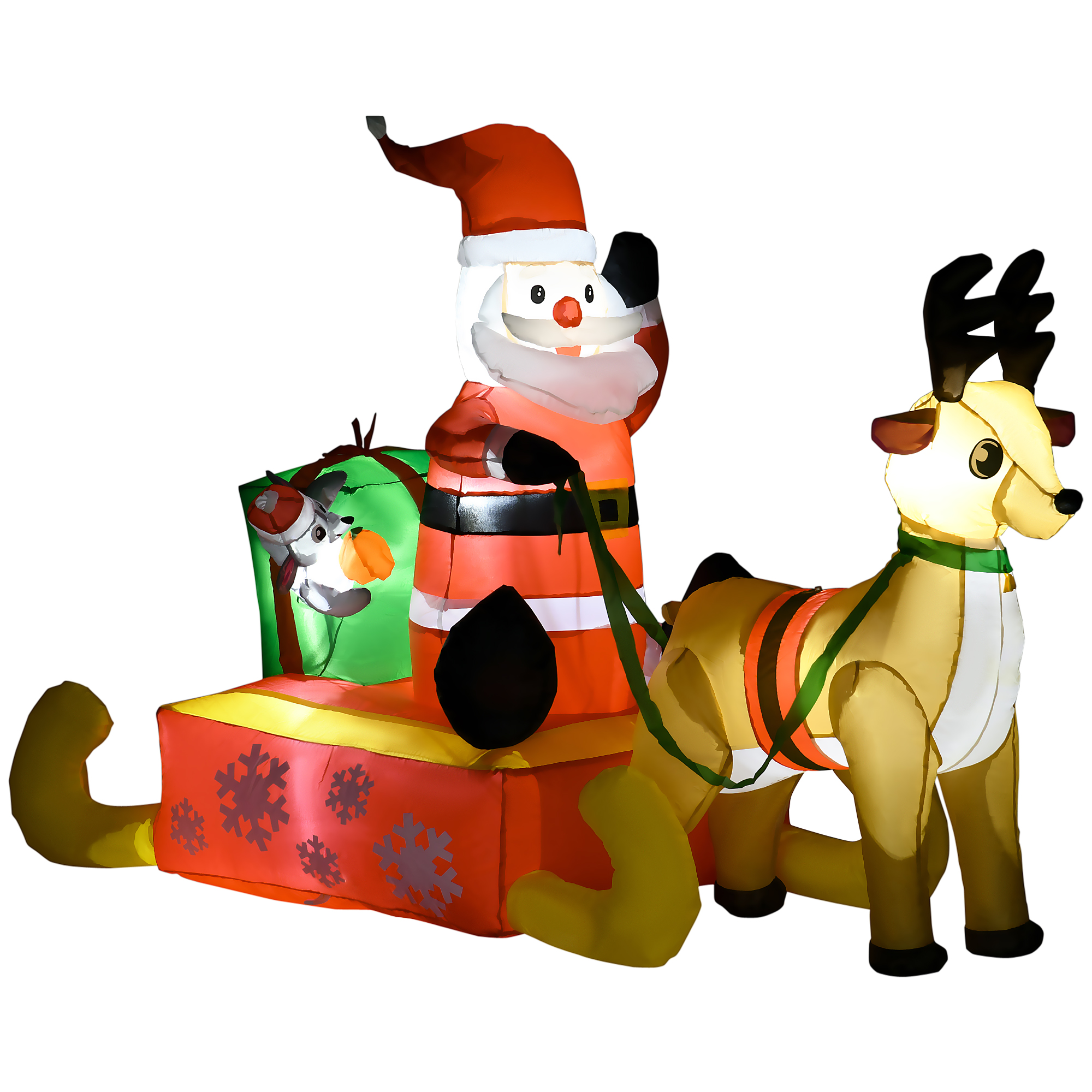 4ft Christmas Inflatable Santa Claus Sledge Sleigh Reindeer Blow Up Decoration — image 3
