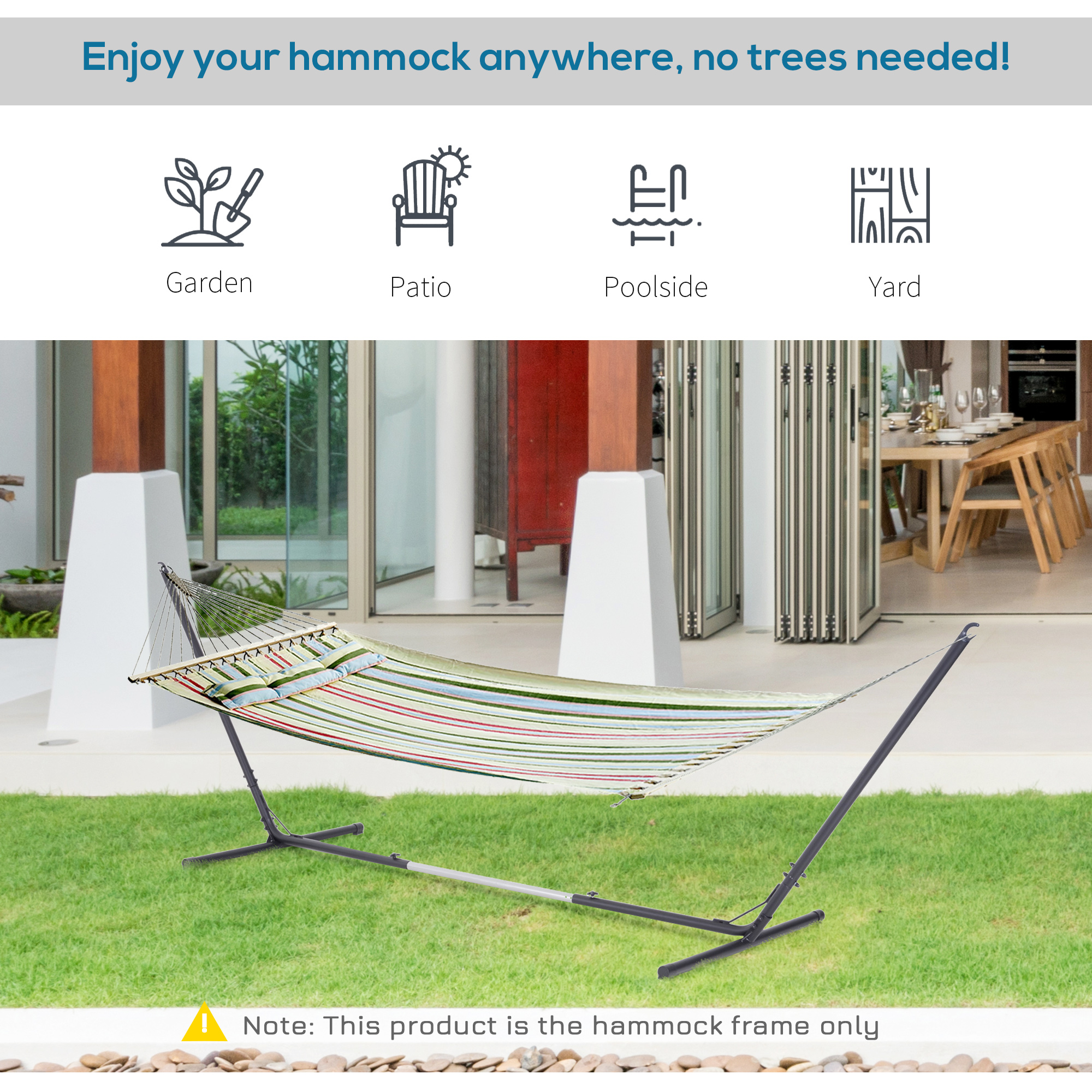  Universal Hammock Stand 10-13ft Adjustable Steel Stand Space-Saving and Portable Carrying for Indoor and Outdoor Use, Black