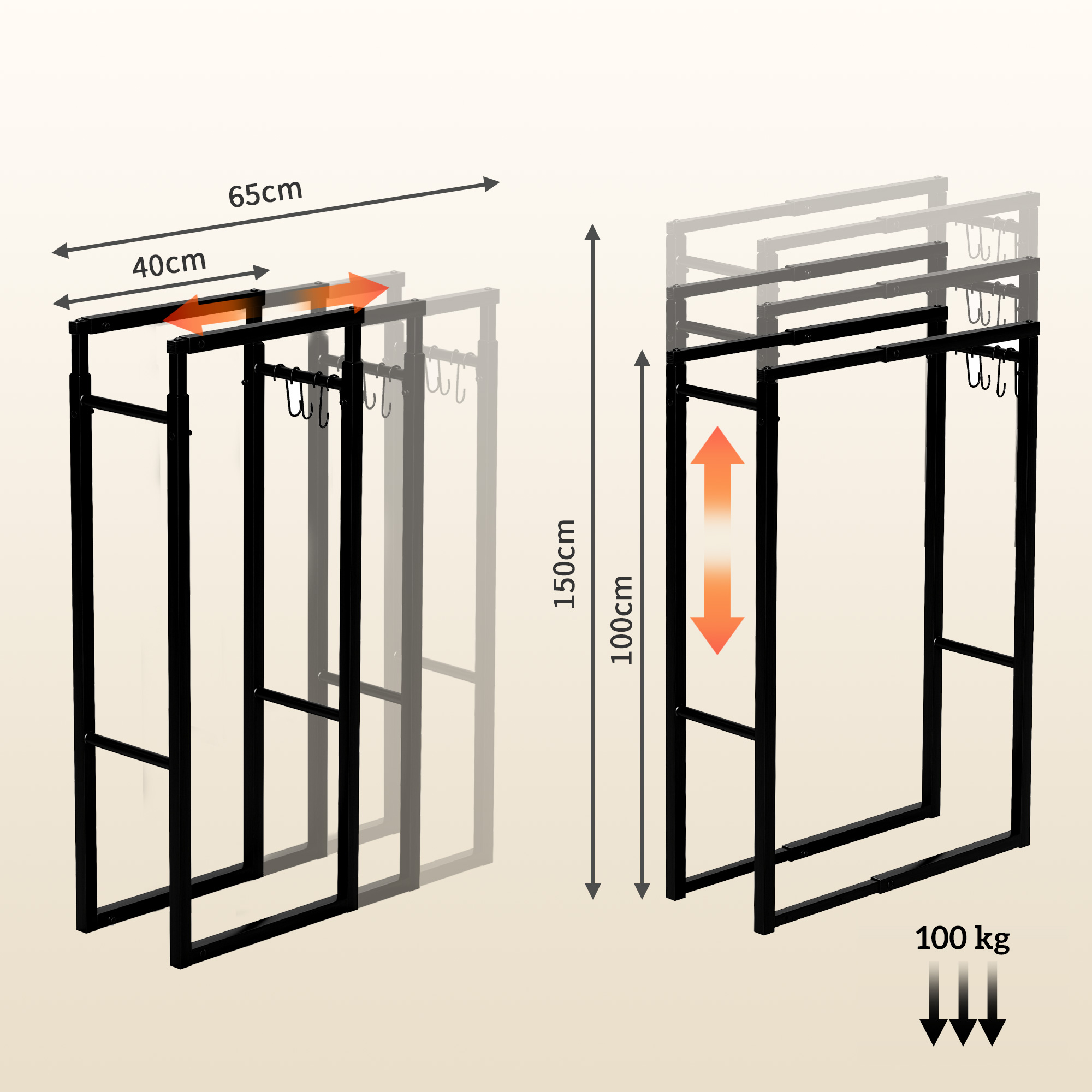 40-65/100-150cm Adjustable Metal Firewood Log Holder — image 5