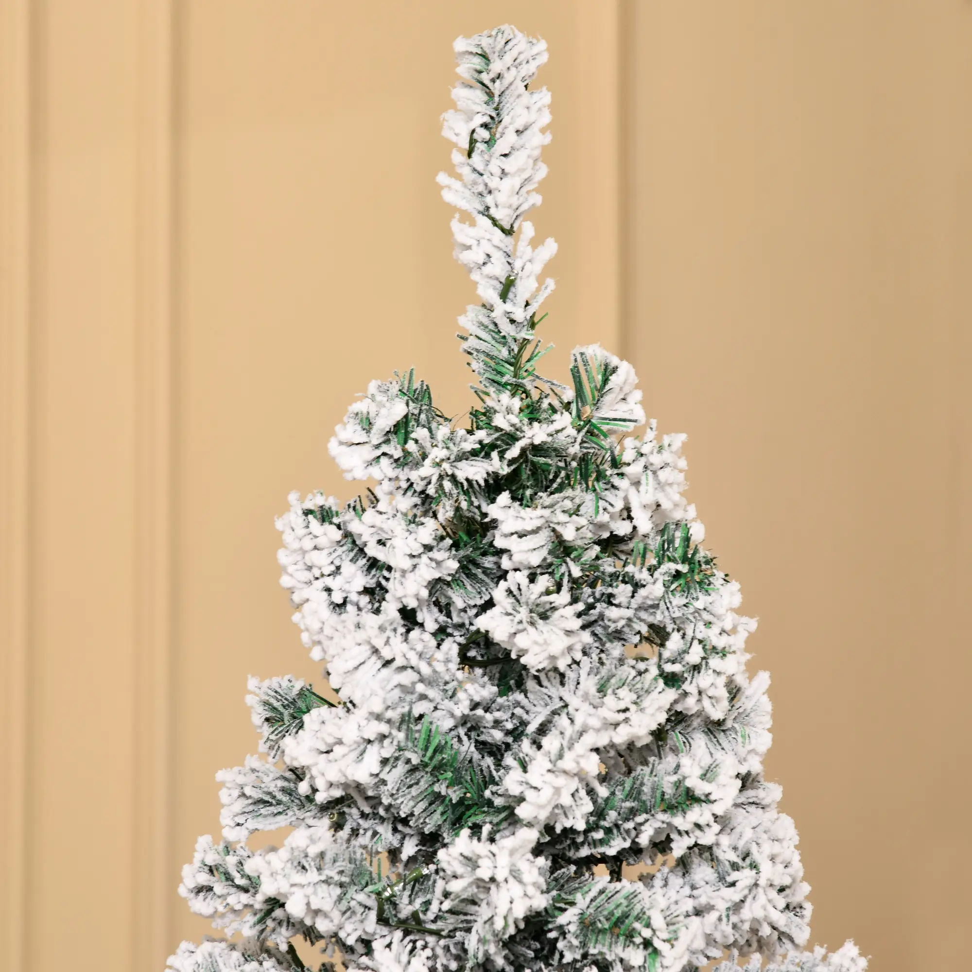 6ft Pre-Lit Snow-Flocked Slim Douglas Fir Artificial Christmas Tree with Realistic Branches, 250 LED Lights and 462 Tips