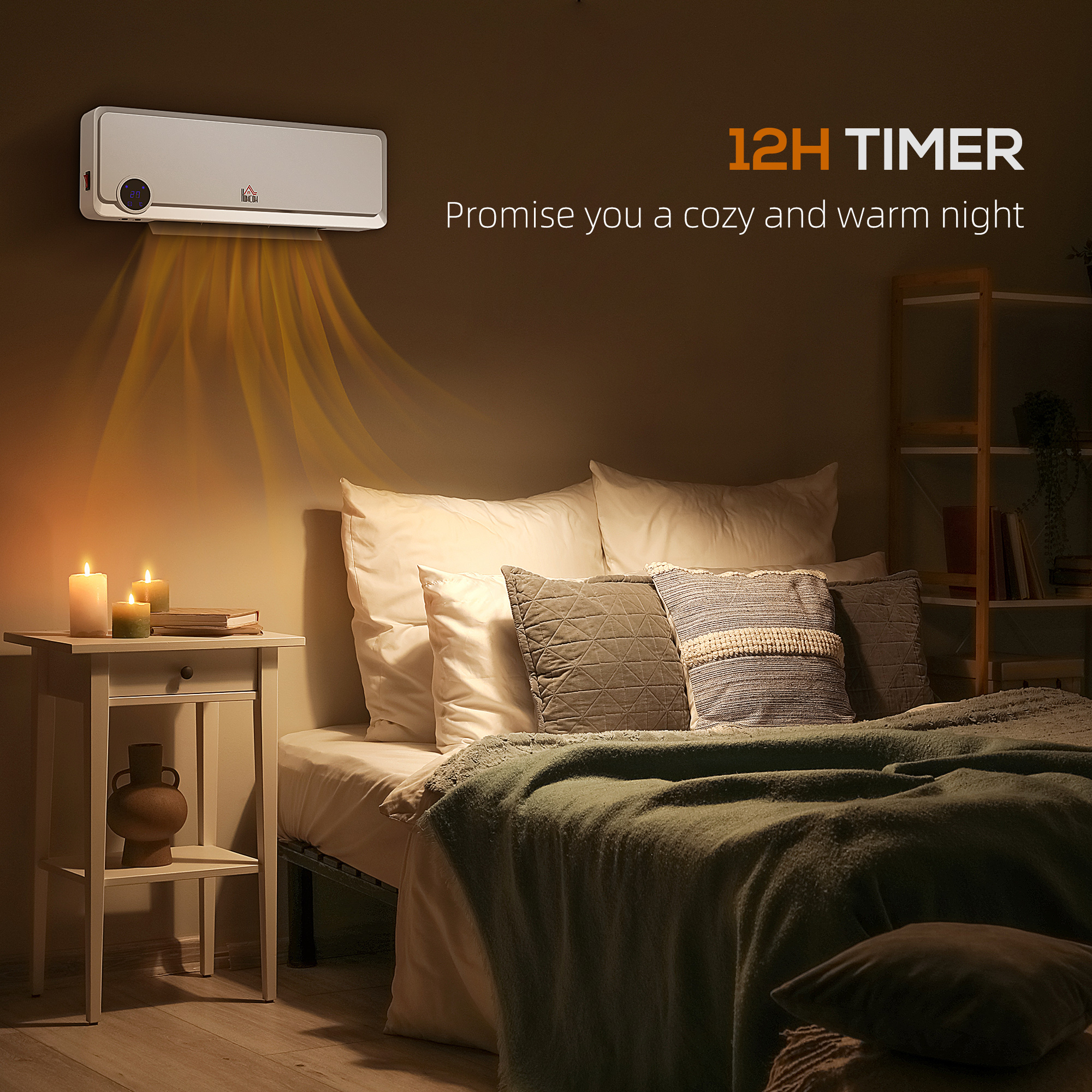 Wall Downflow Heater 2 Heat And Fan1000W2000W, Electric Space With Timer Remote — image 3