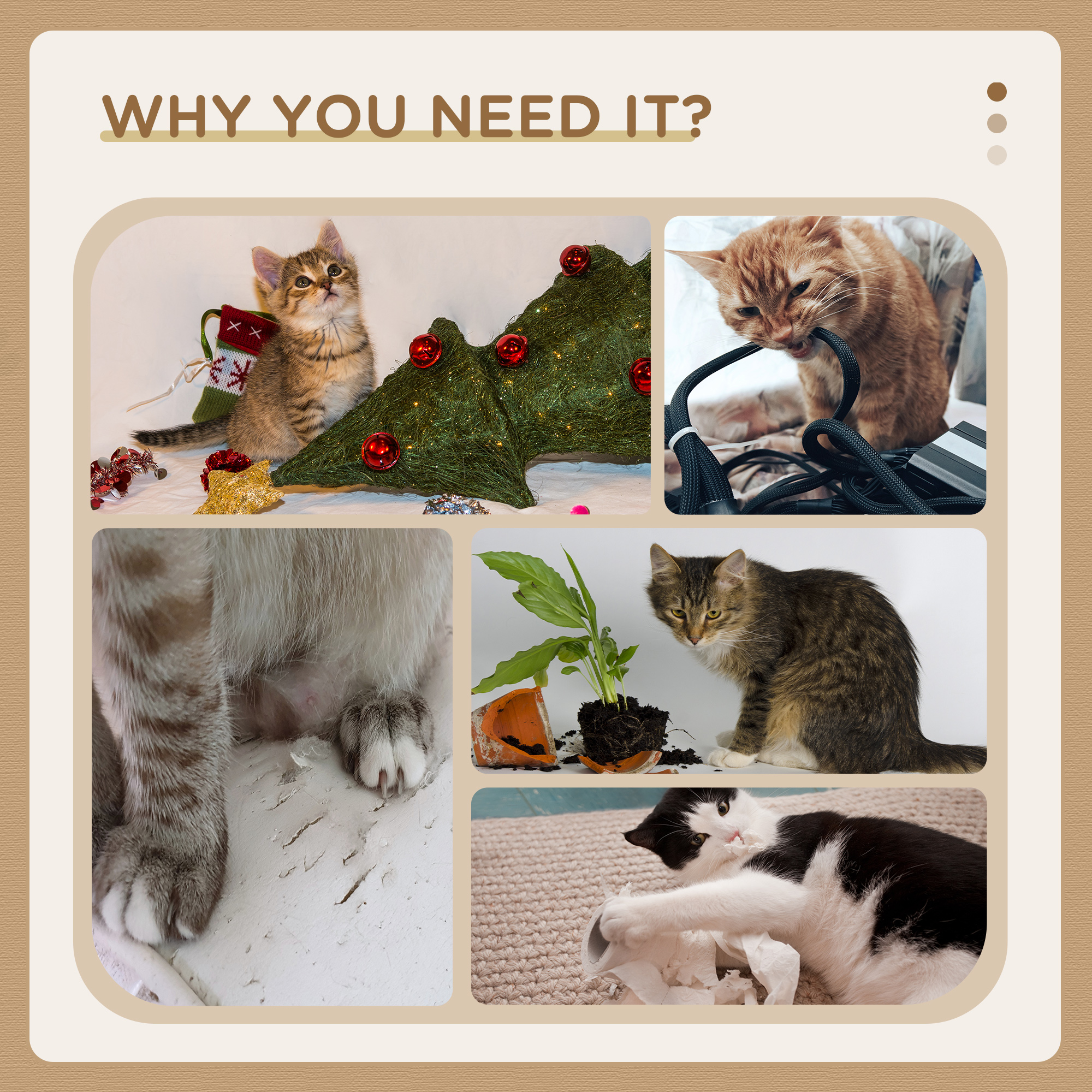  Cat Tree, 3 Level Cat Tower with Scratching Posts, Bed, Condo, Badminton Toys, for Multiple Kittens