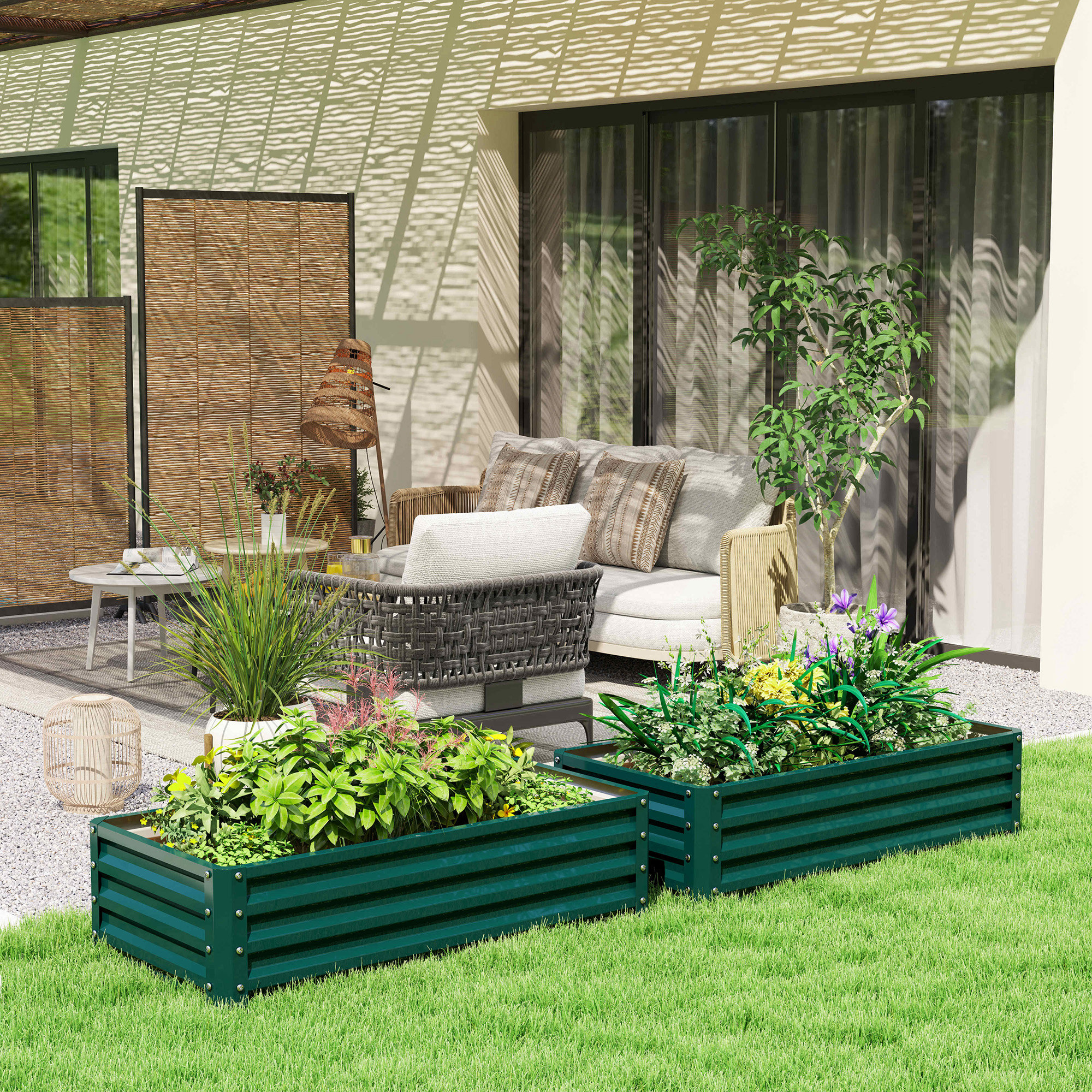 Galvanized Raised Garden Bed, 4 x 2 x 1 Metal Planter Box, for Growing Vegetables, Flowers, Herbs, Succulents, Green