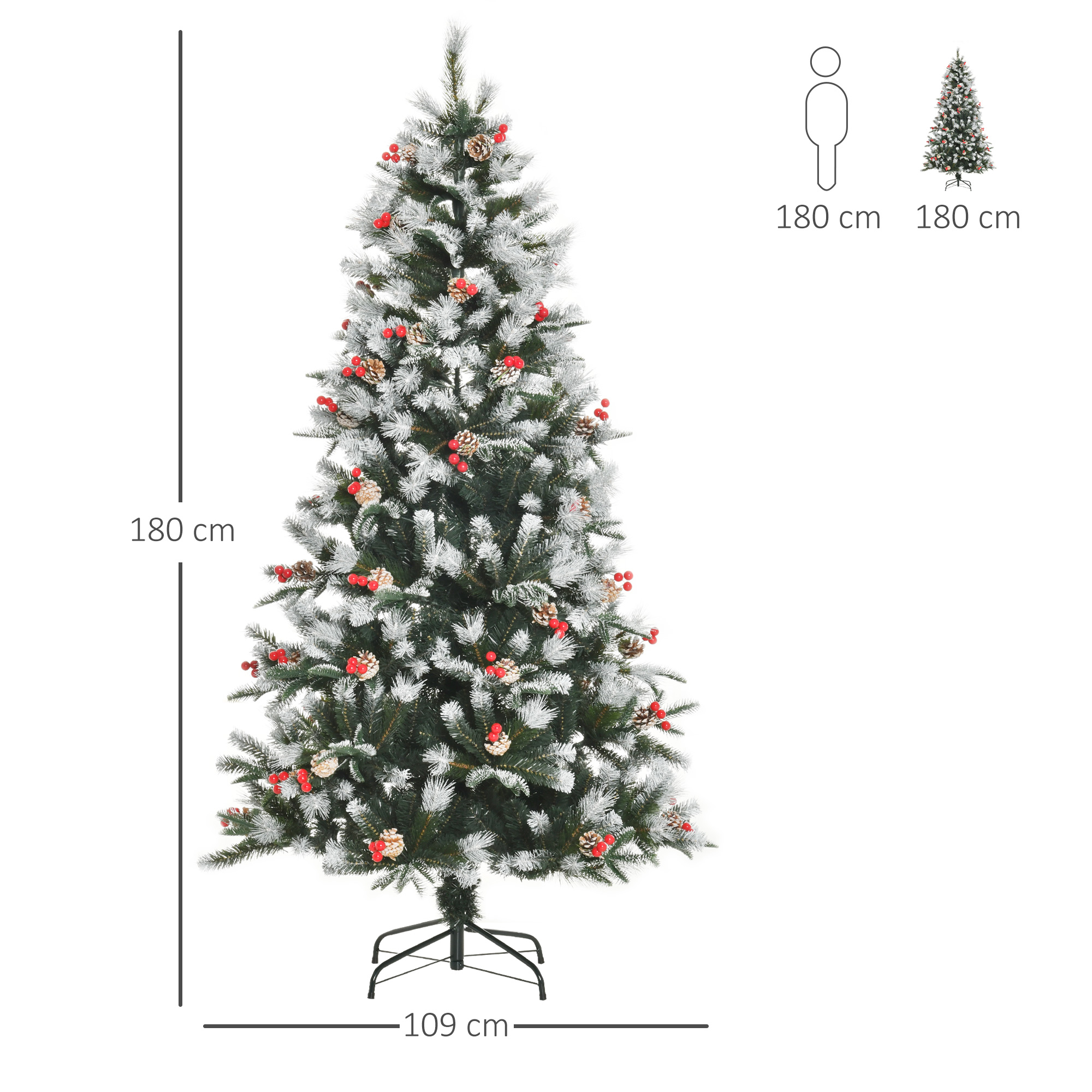 6FT Artificial Snow Dipped Christmas Tree Xmas Pencil Holiday Home Party — image 3
