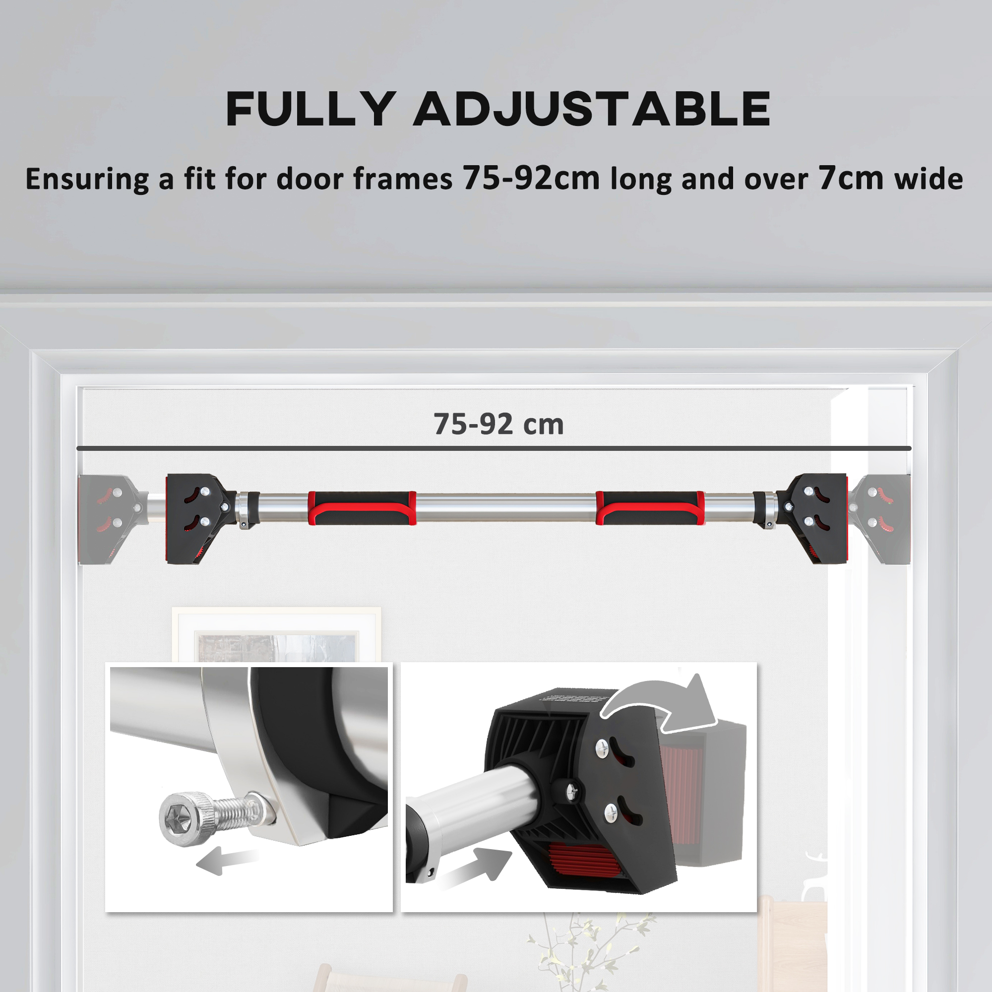 SPORTNOW Doorway Pull Up Bar, No Screws Door Frame Chin Up Adjustable Length — image 2
