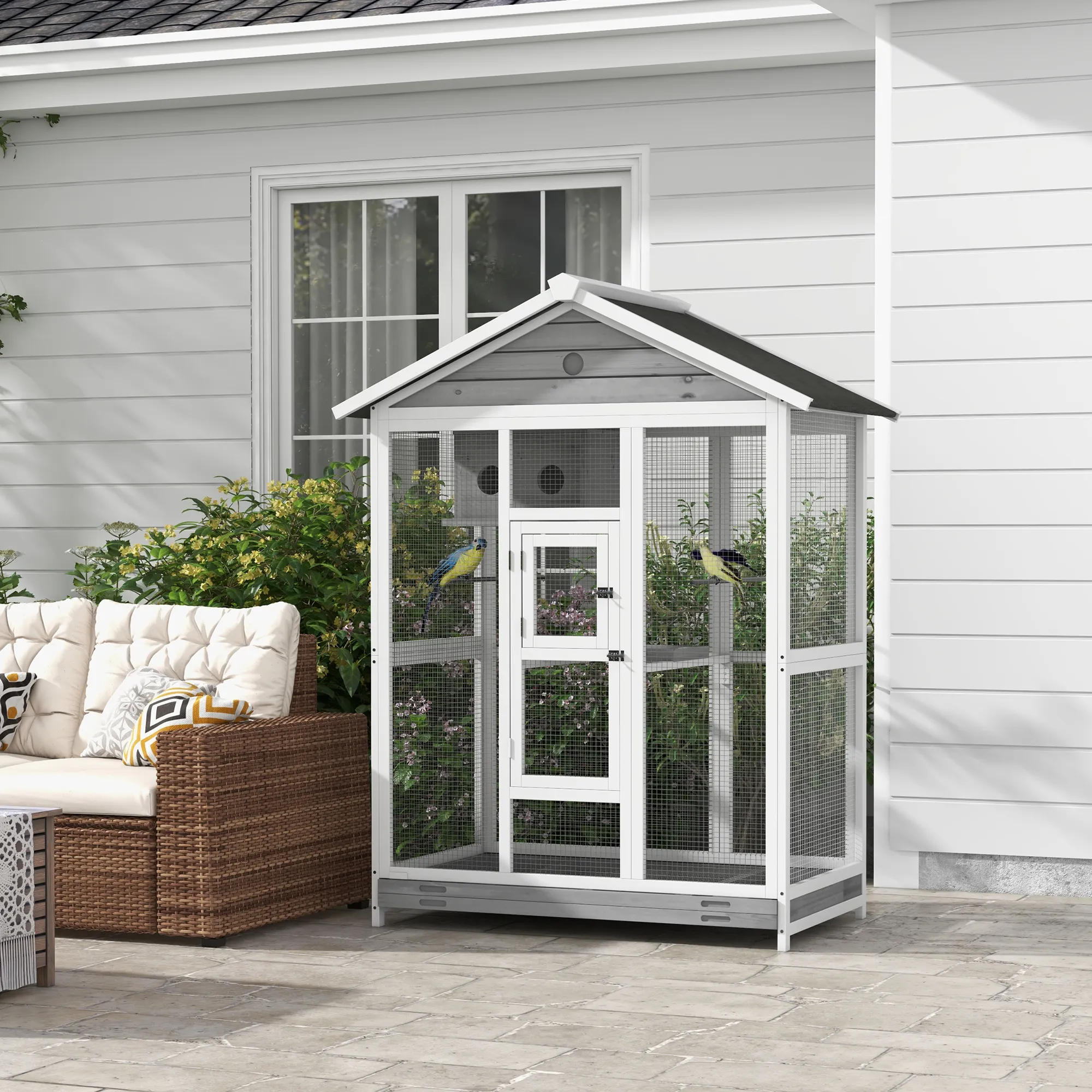 64.5" Wooden Bird Cage Aviary, Flight