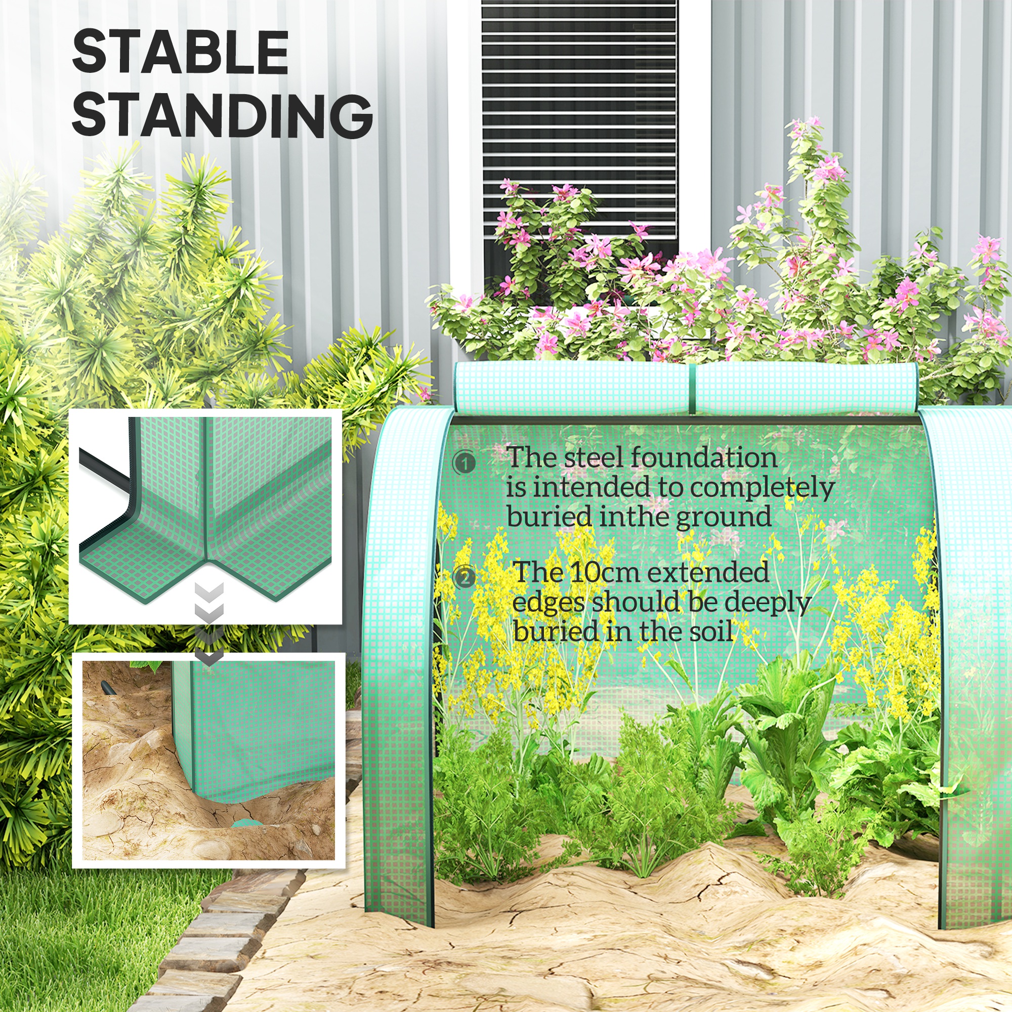 395 X 100 Cm Low Tunnel Greenhouse - Green — image 4