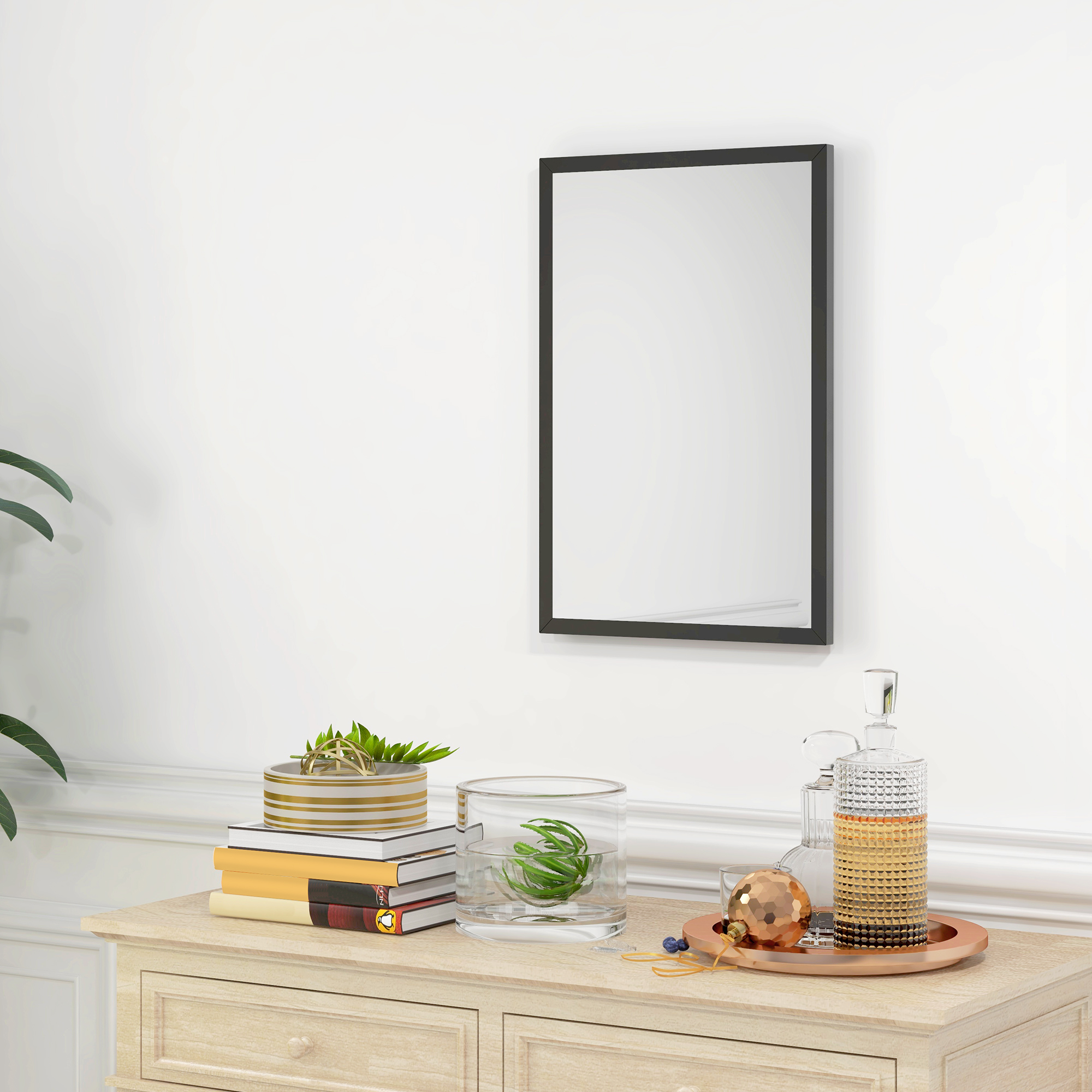 Wall Bathroom Mirror, 60 X 40 Cm Wall-Mounted For Living Room, Bedroom