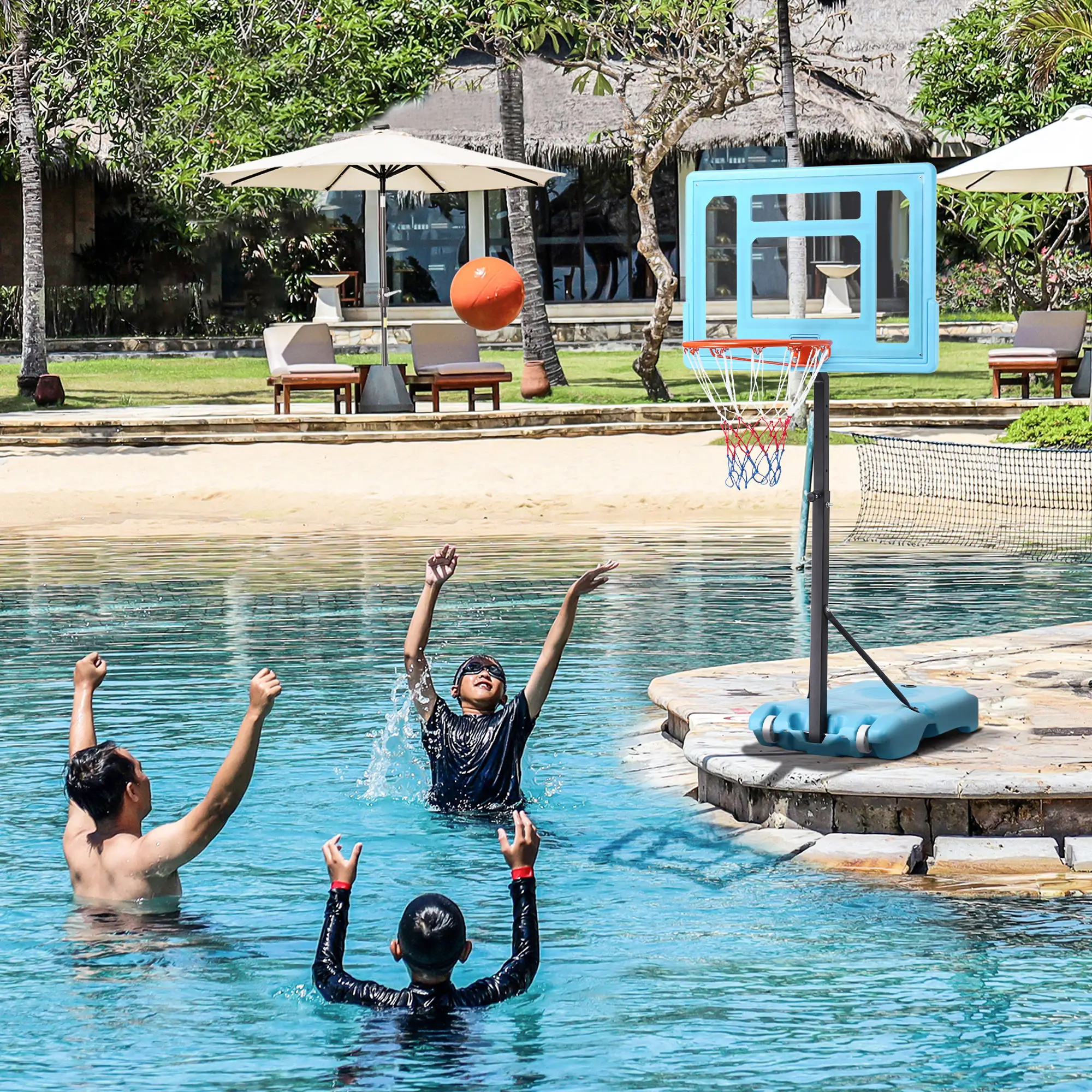 Poolside Basketball Hoop Stand, 36.5"-48.5" Height Adjustable