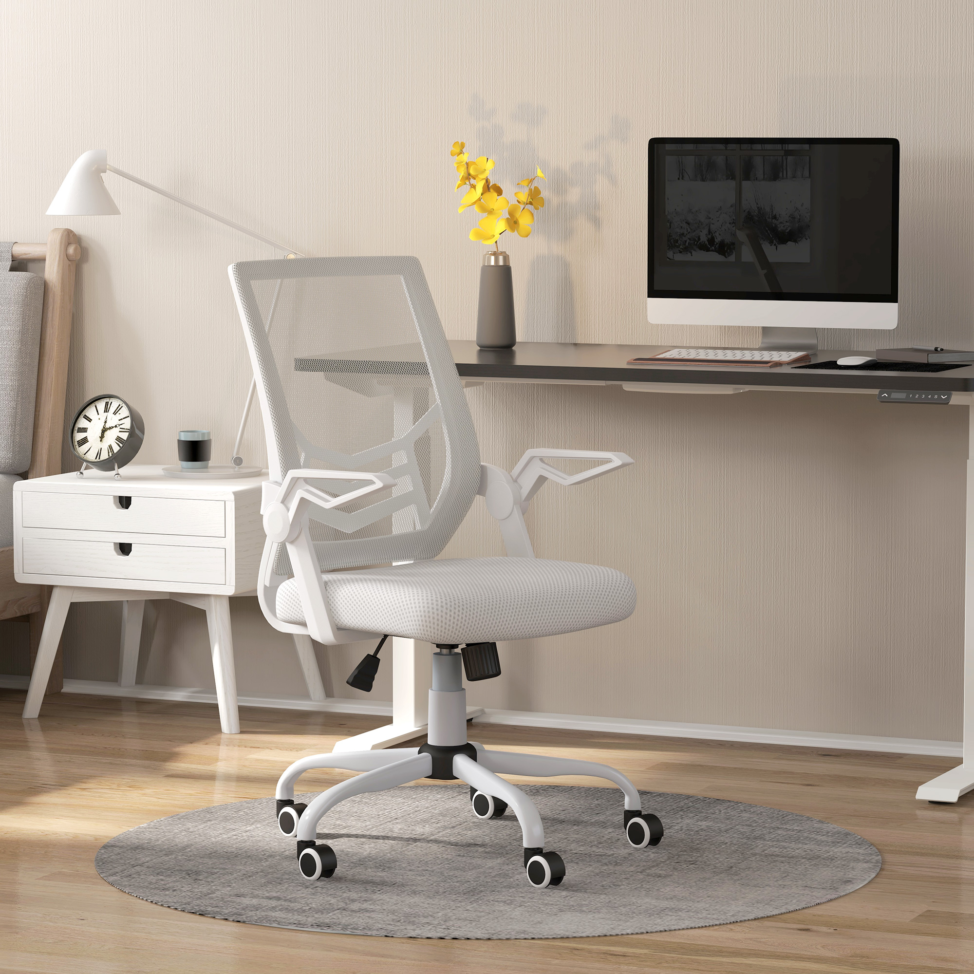 Vinsetto Mesh Office Chair, Computer Desk With Flip-up Armrests, Lumbar Back — image 5