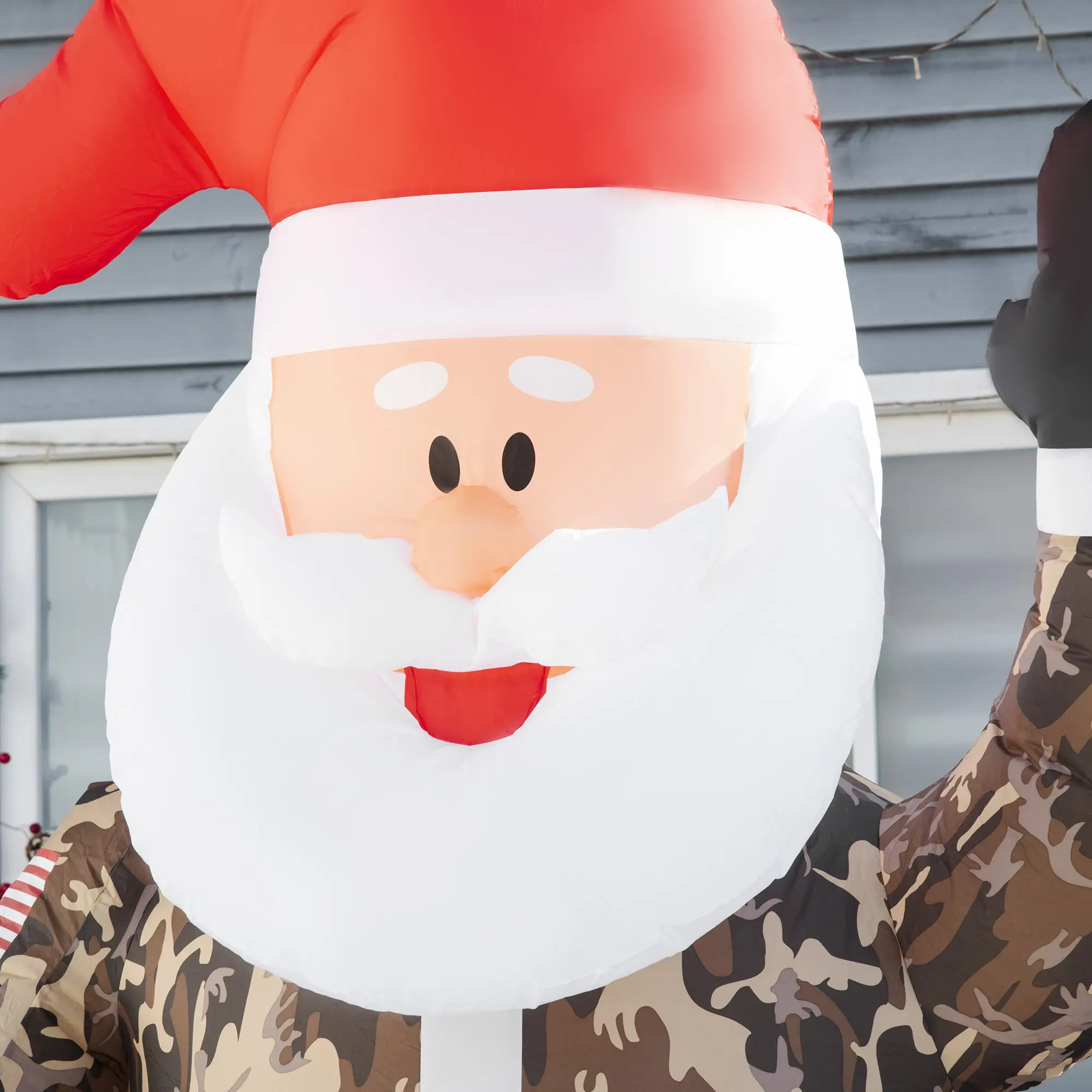 8 Christmas Inflatables Outdoor Decorations Santa Claus Wearing Camouflage, Blow-Up Yard Christmas Decor with LED Lights Display