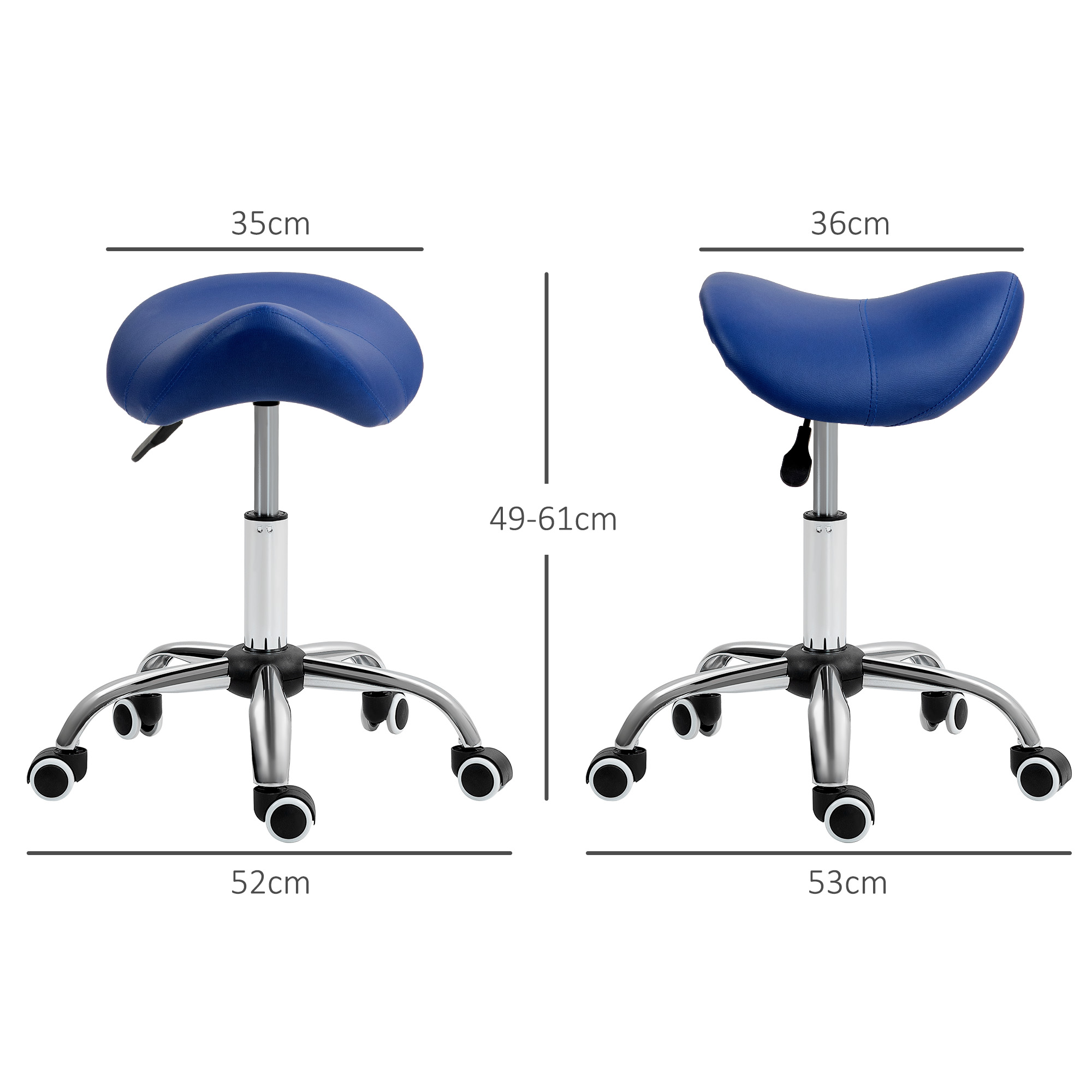 Saddle Stool, Height Adjustable Salon Chair For Massage Spa, Faux Leather, Dark — image 3