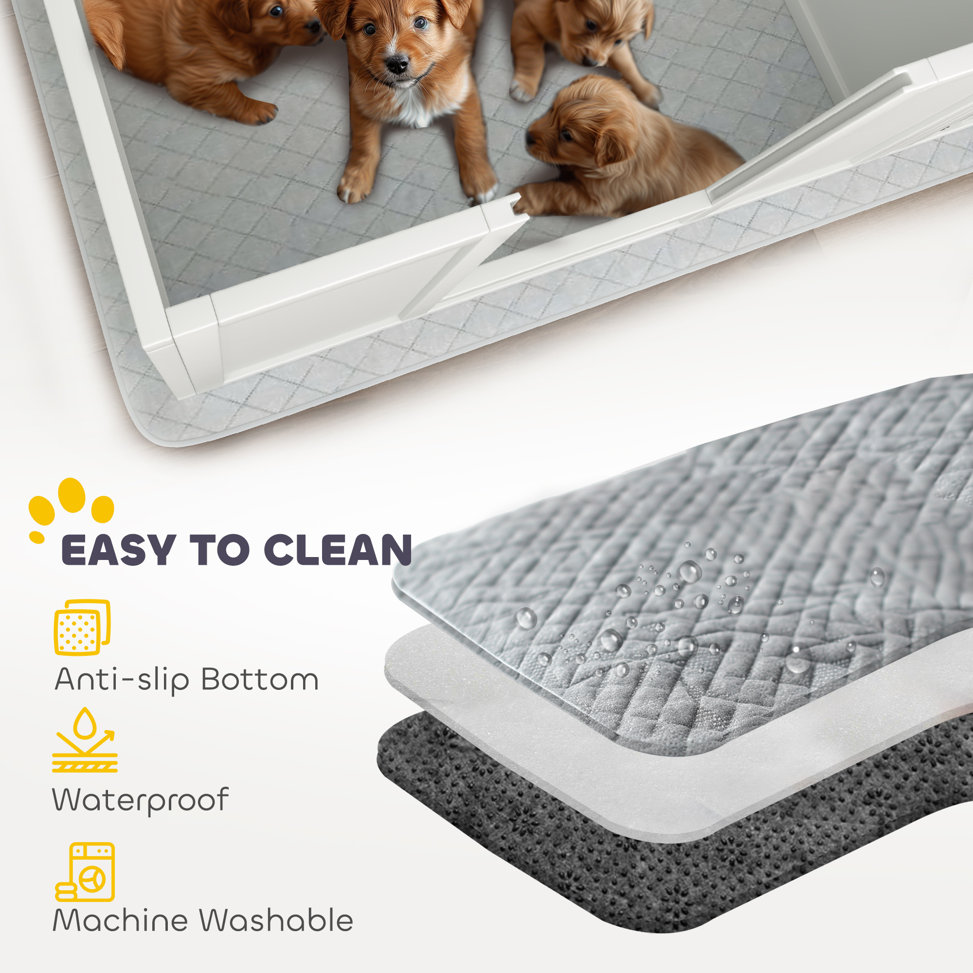 Two Rooms Design Dog Whelping Box with Washable Pee Pad, Adjustable Door, for Large Breed Dogs, 96" x 47" x 19"
