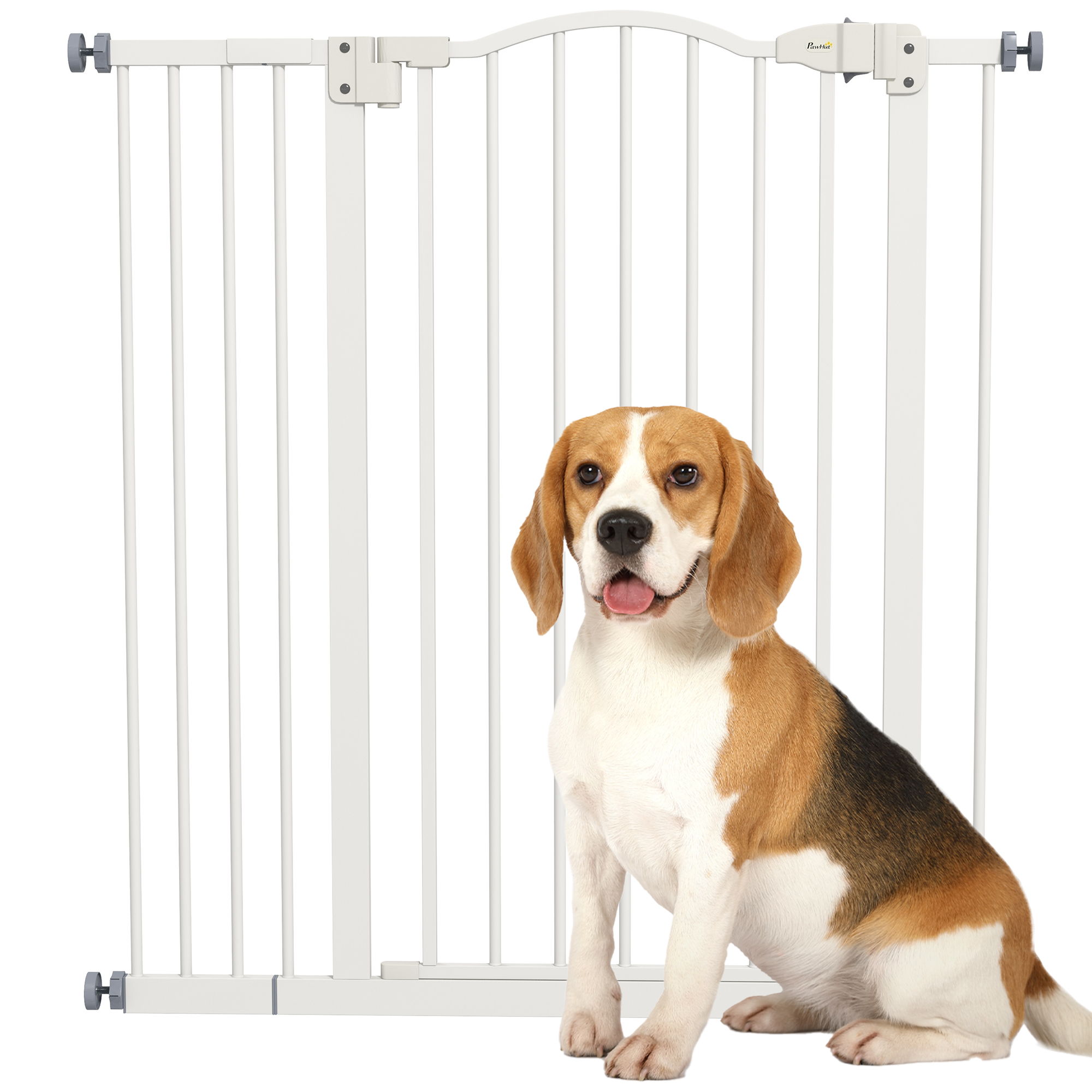 PawHut Pressure Fit Dog Stair Gate No Drilling Safety Gate Auto Close For Doorways, Hallways, 74-94cm Adjustable, 94cm Tall, White - Image 1