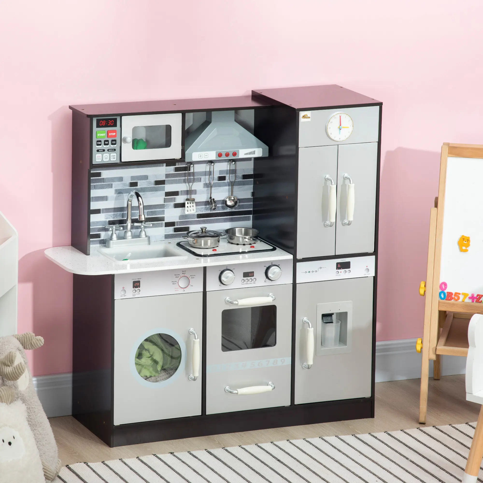 Wooden Play Kitchen with Lights Sounds, Kids