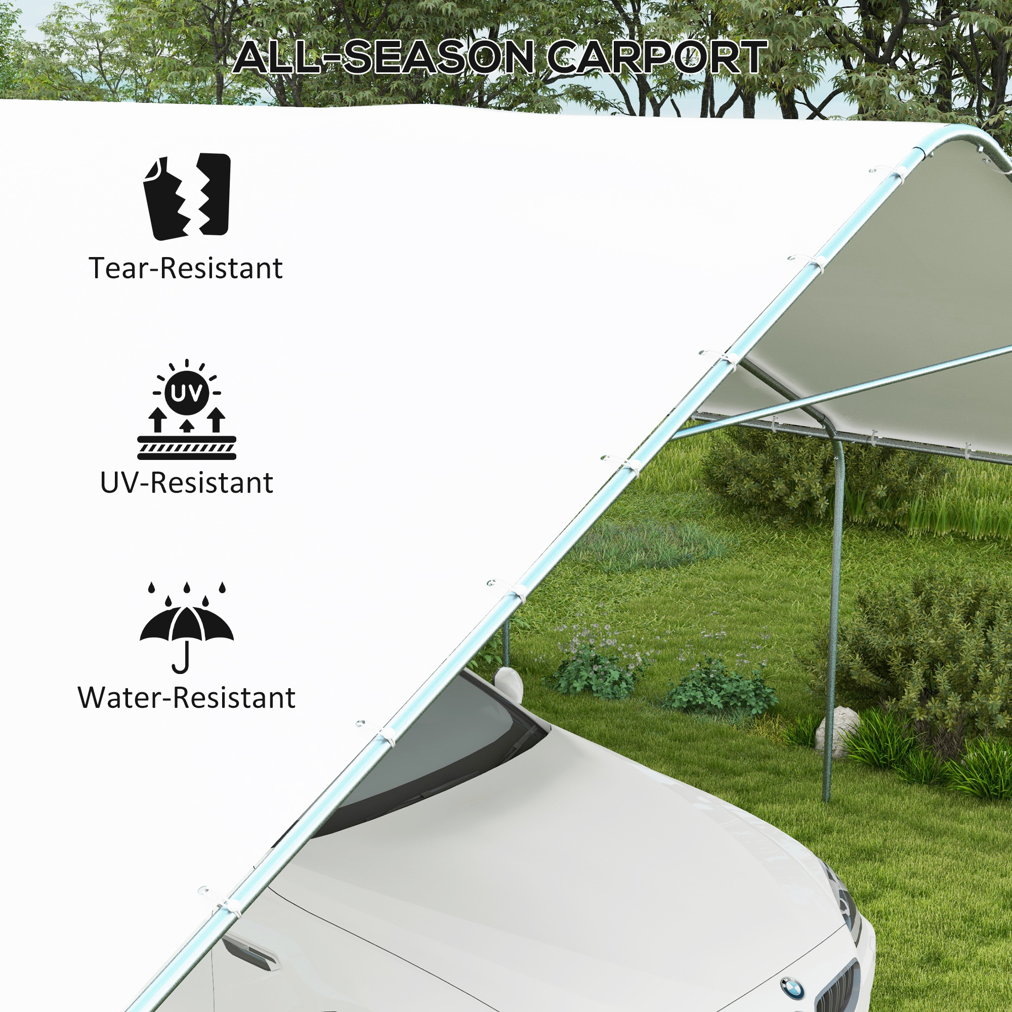 19’ x 19.5’ Carport, Portable Garage and Patio Canopy Tent, Anti-UV Cover for Car, Truck, Boat, Catering, Wedding