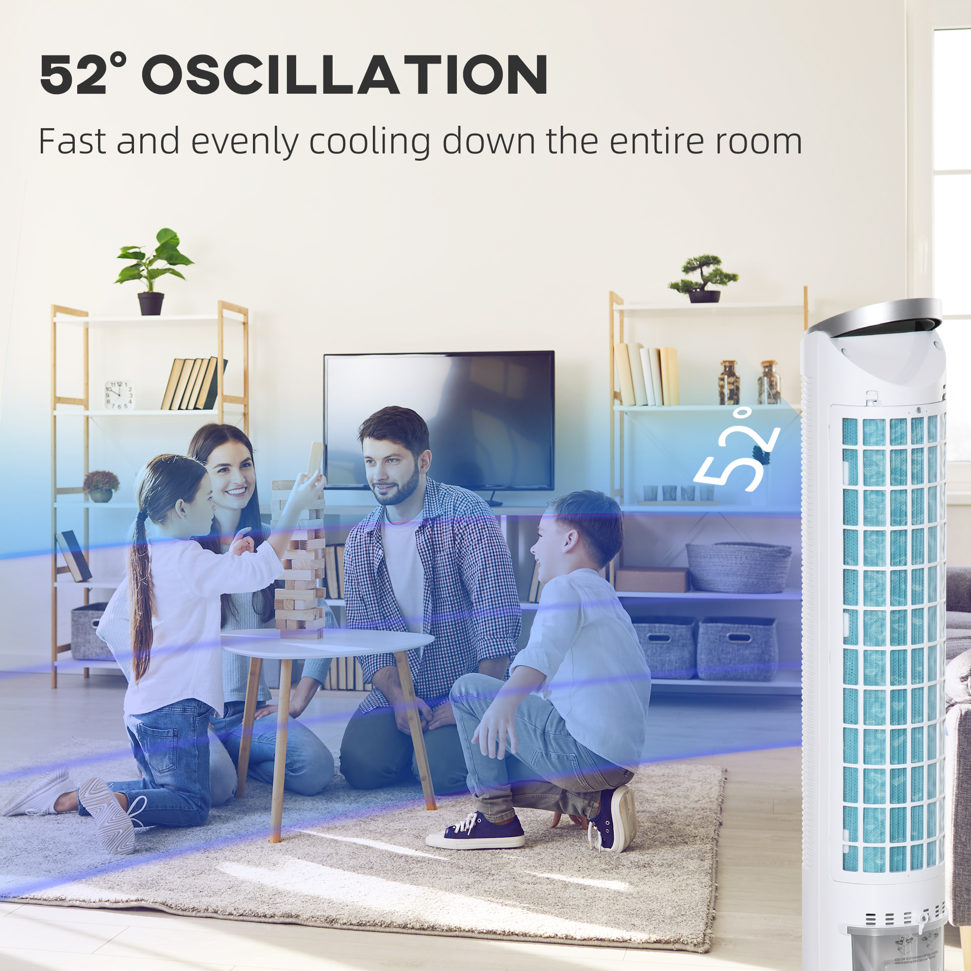  40" Portable Oscillating Air Cooler Fan for Home Office, 3-In-1 Standing Ice Floor Fan with Humidifier, 3 Modes, 3 Speeds, 8H Timer, Remote, LED Display, White