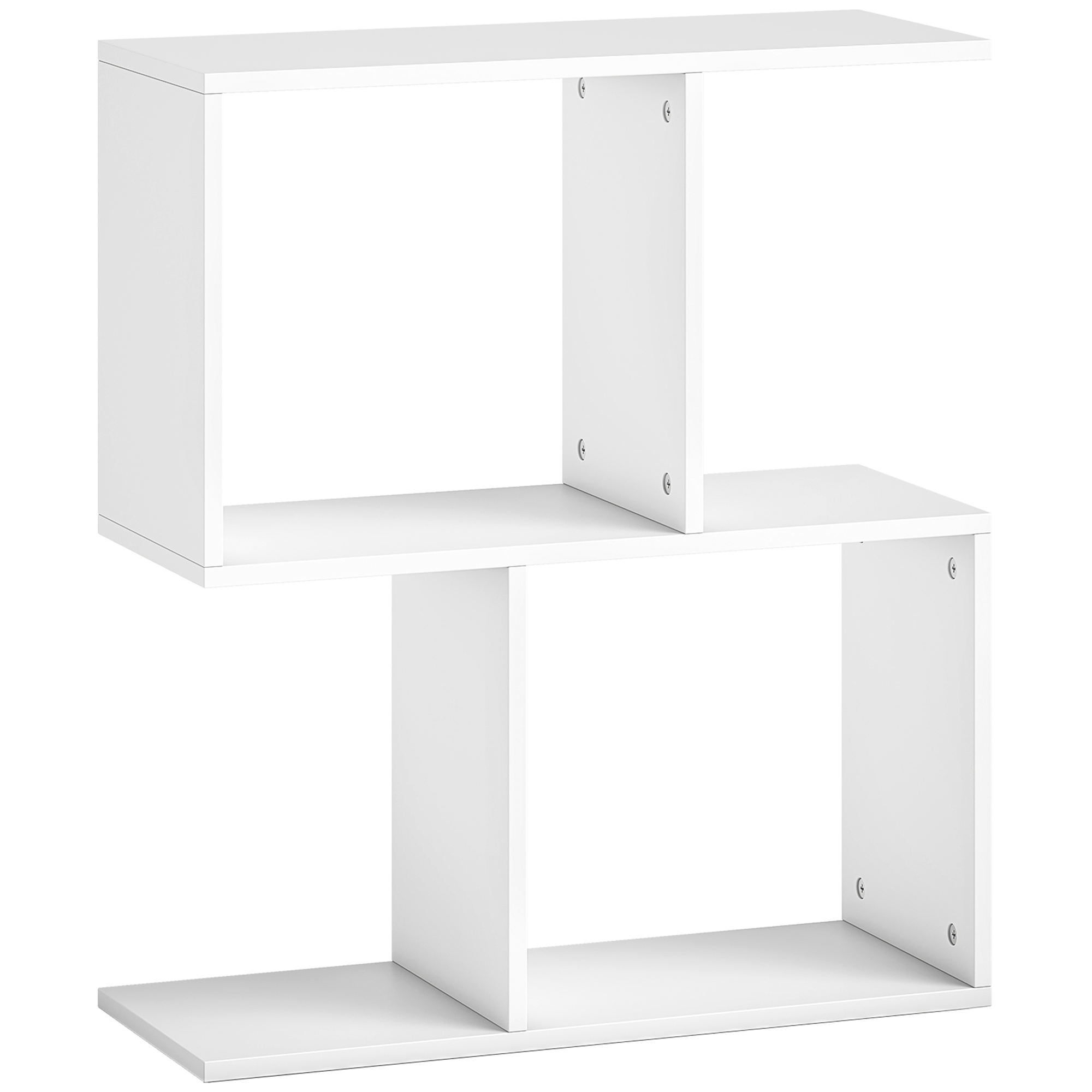 Side Table, Narrow End With Storage Shelves, S-Shaped, 3-Tier, 50W X 19.5D X