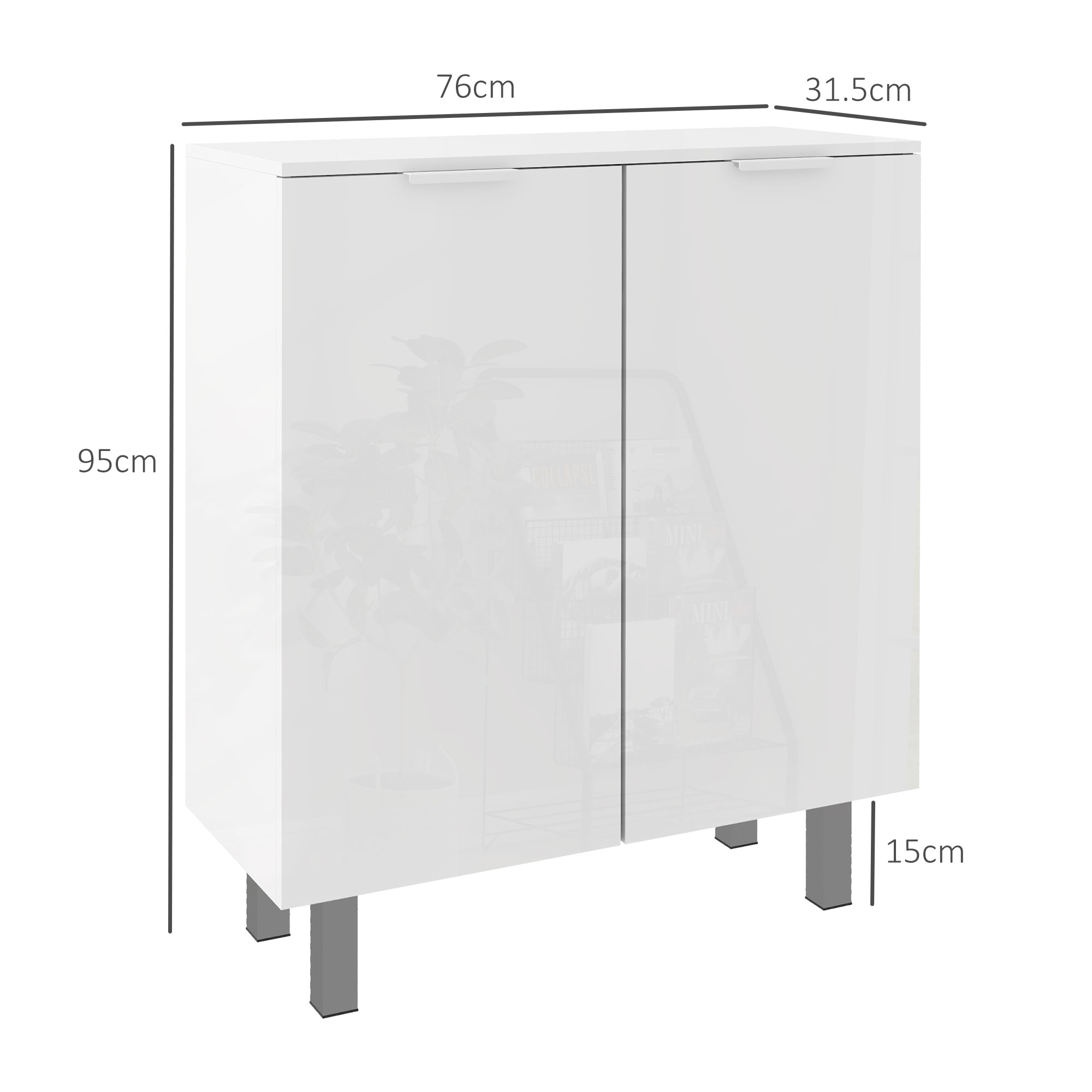 Five-Shelf Shoe Storage Cupboard - White — image 3