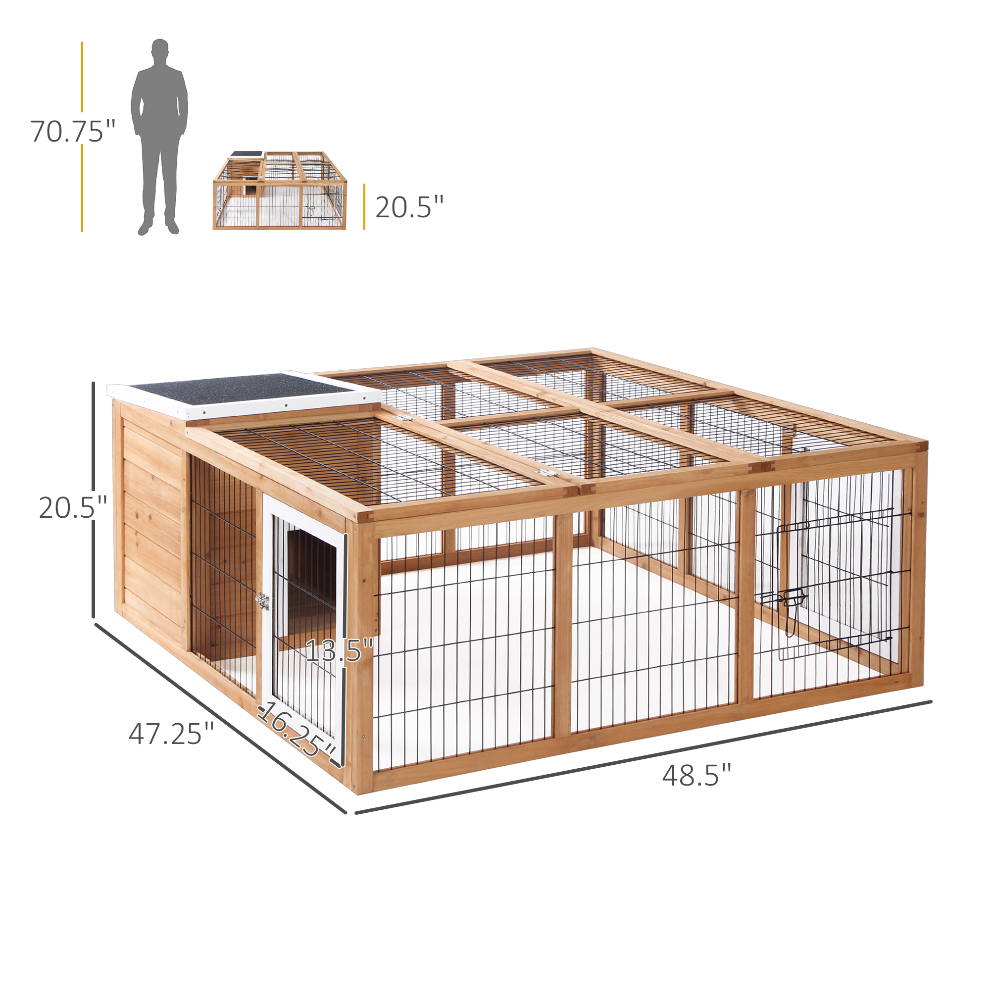  Rabbit Hutch, Waterproof Rabbit House for Small Animals, Natural