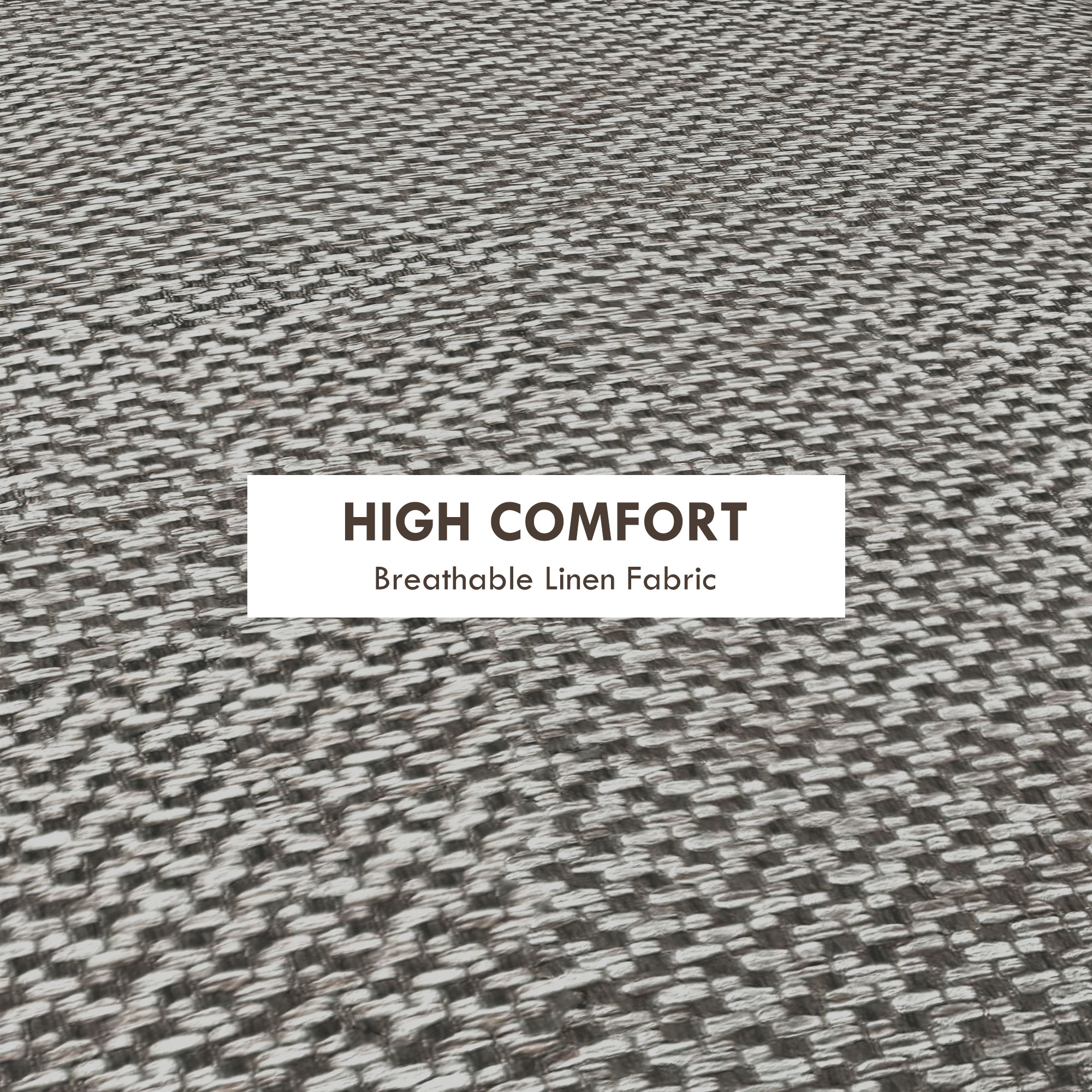 Round Linen-Look Storage Ottoman - Light Grey — image 4
