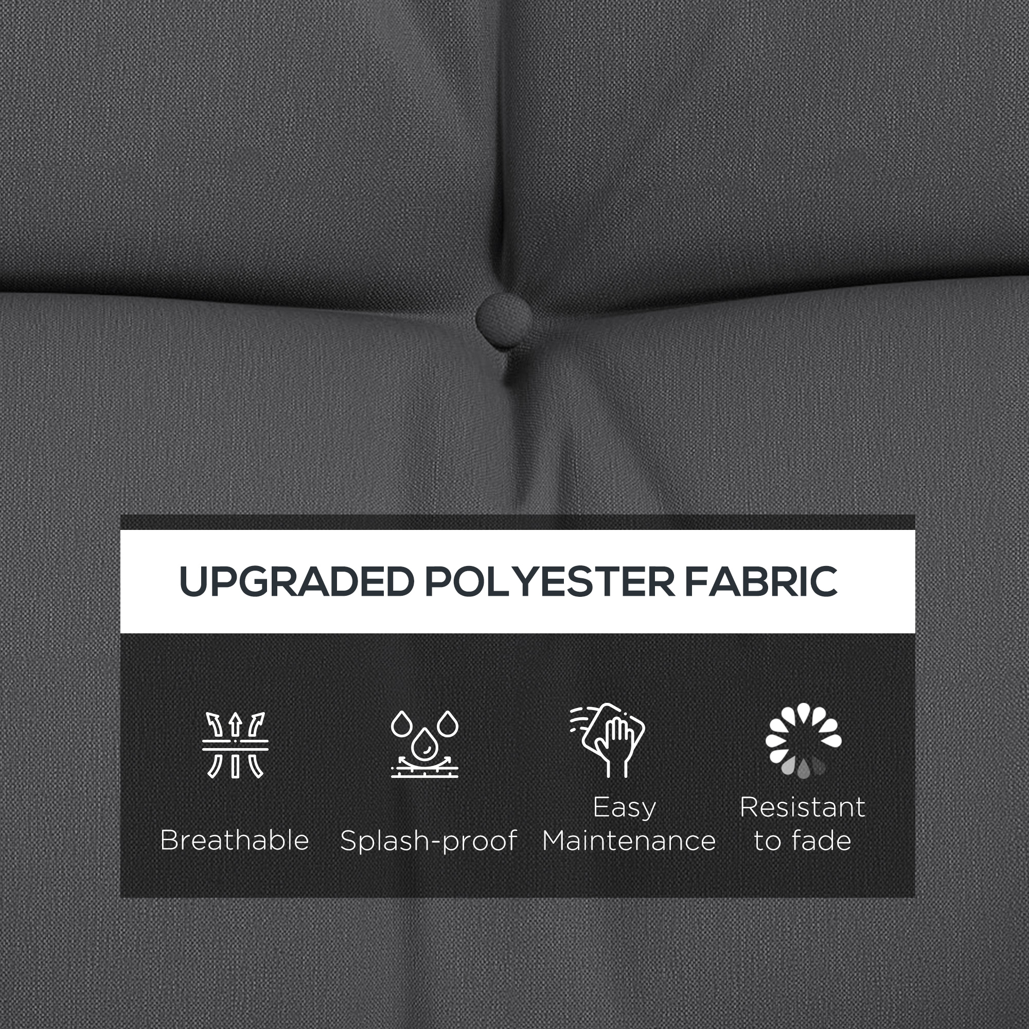  59" Tufted Bench Cushions & Throw Pillows, Replacement Bench Seat Pad, Back & 2 Pillows for Outdoor Furniture, Charcoal
