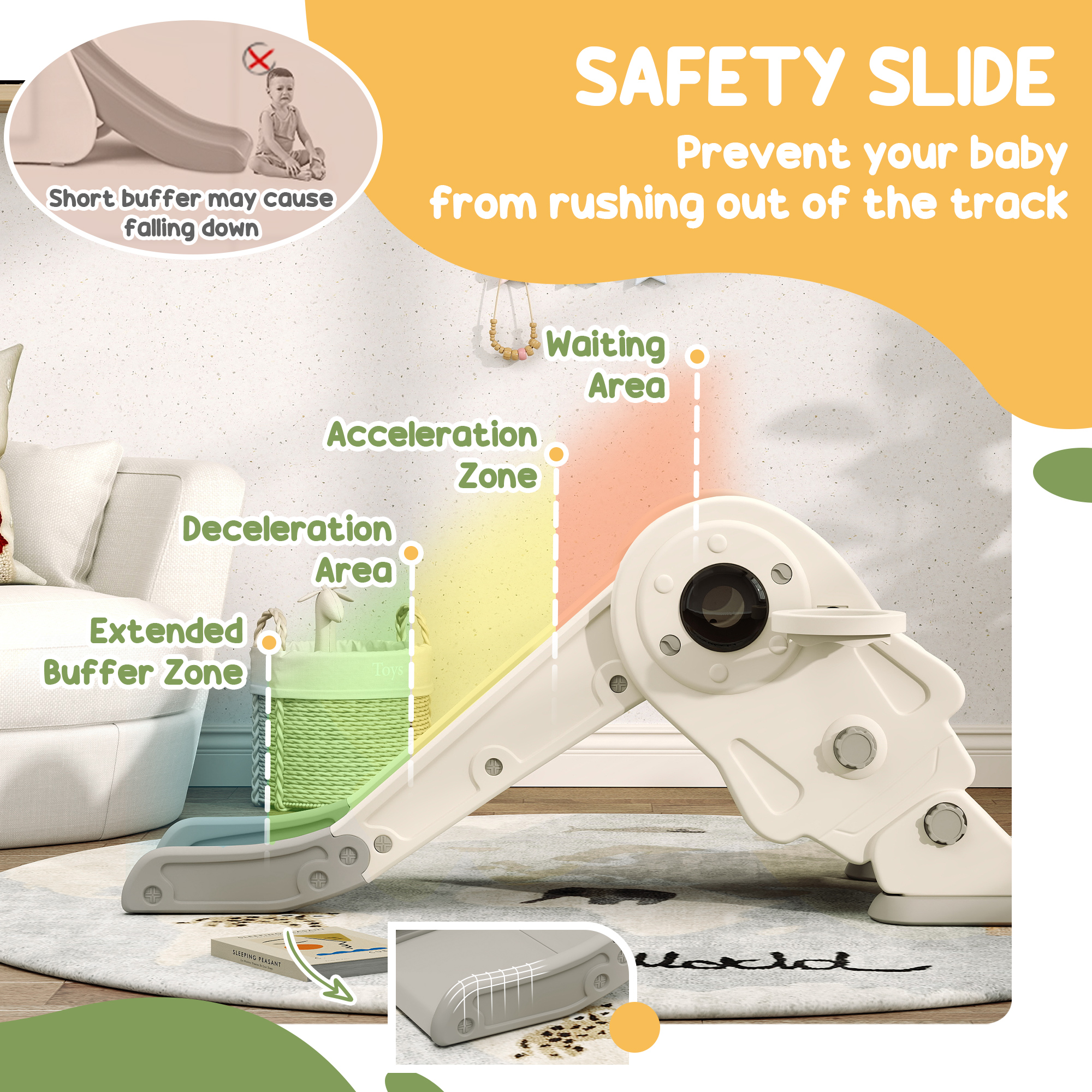 3-in-1 Kids Slide With Basketball Hoop, Climber, Anti-Slip Steps For Toddlers — image 2