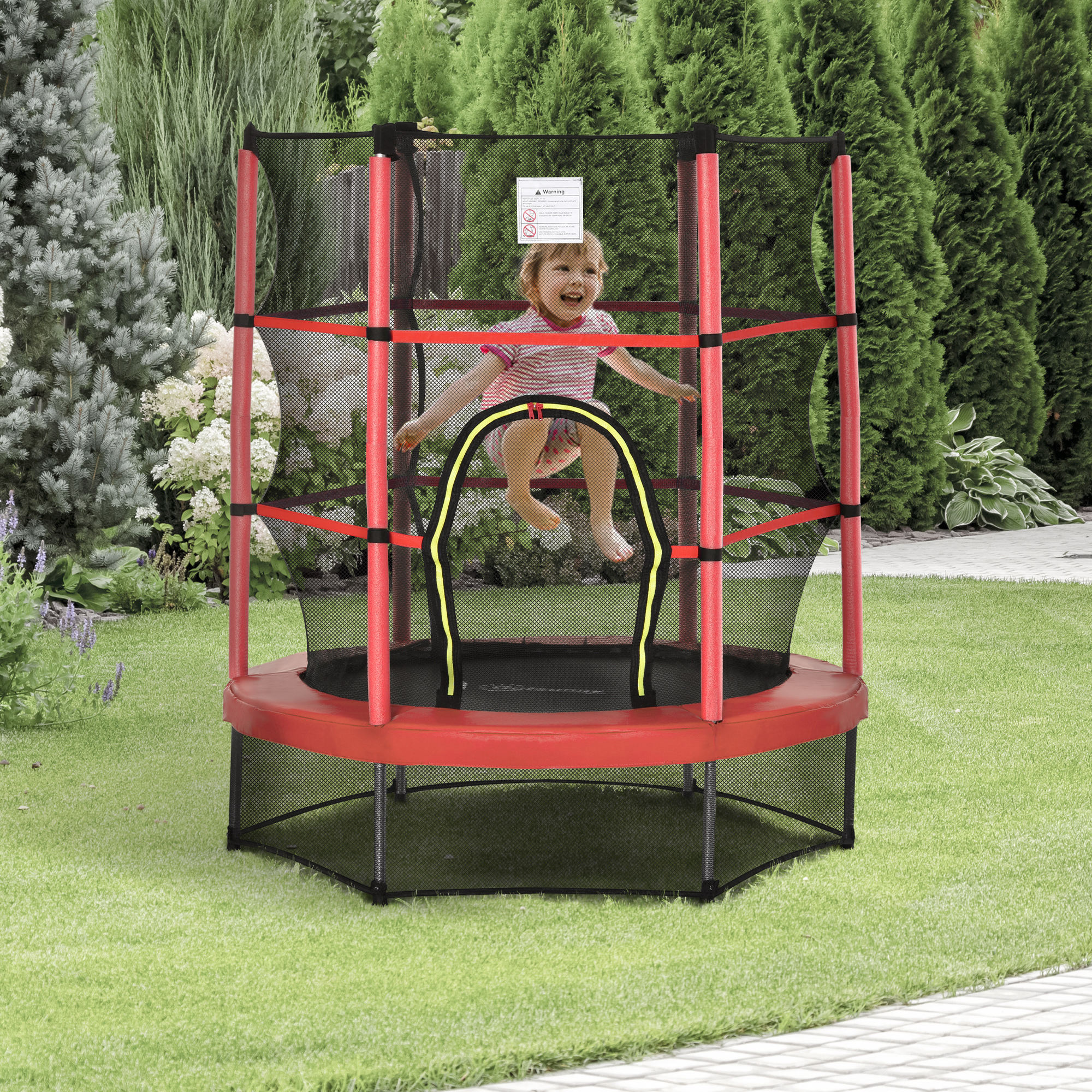 Φ5FT Kids Trampoline with Enclosure Net for Age 3 to 6 Years Red — photo 5