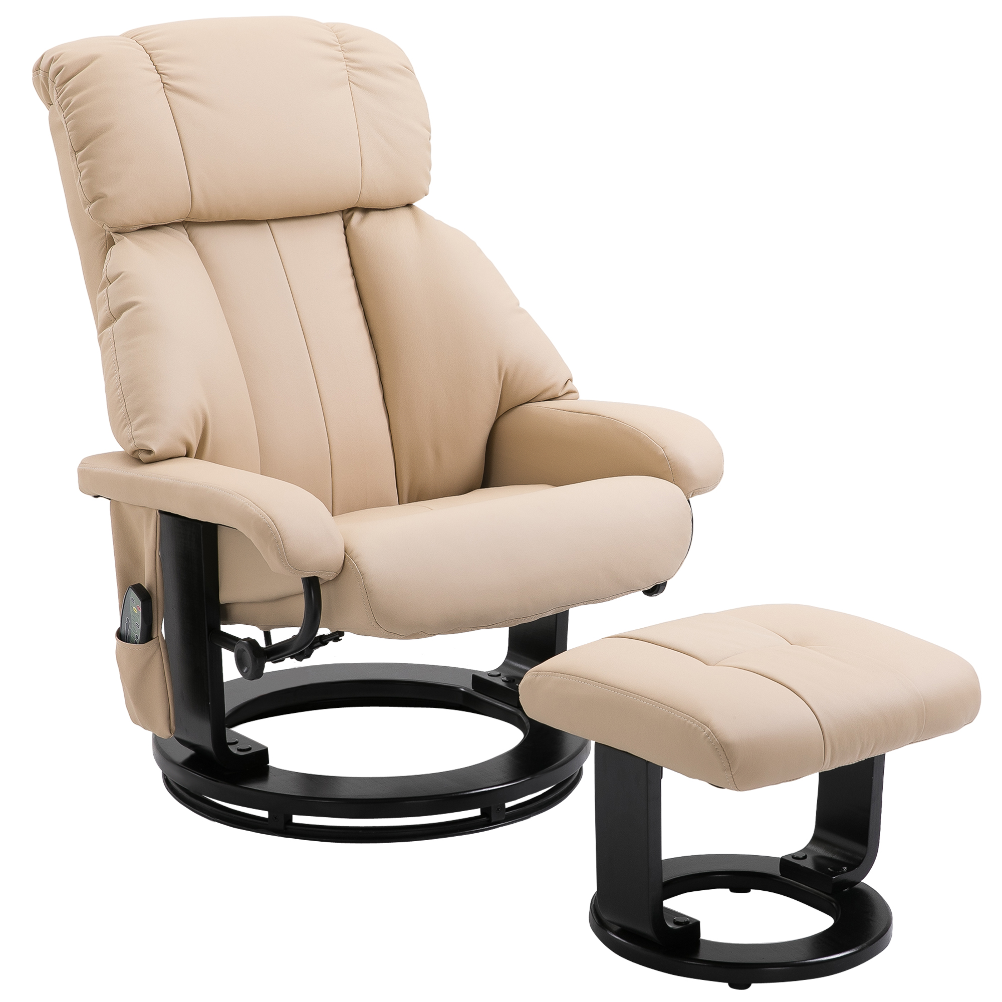 Recliner with Ottoman Footrest Swivel Massage Chair Faux Leather for Living Room