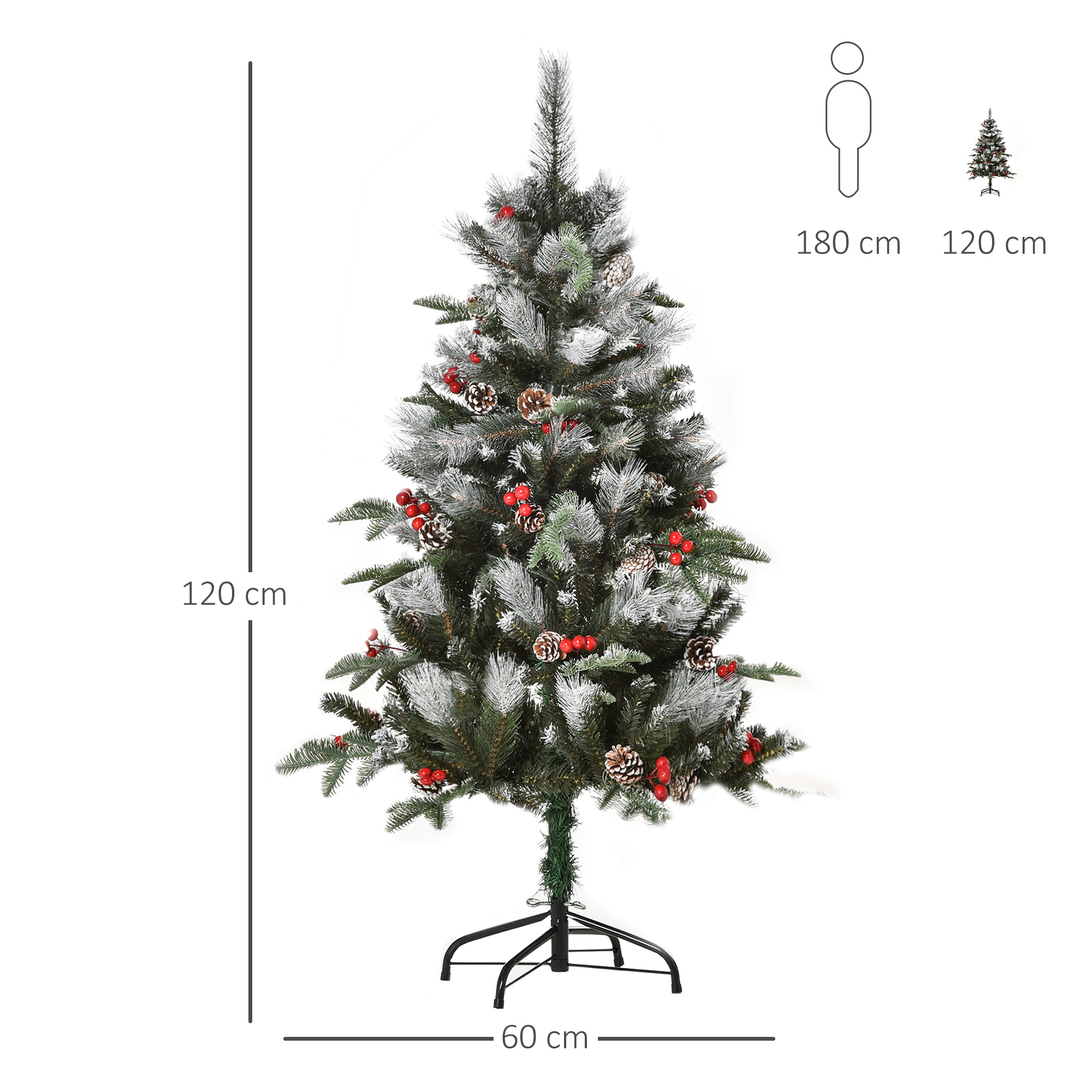 4FT Artificial Snow Dipped Christmas Tree Xmas Pencil Holiday Home Party — image 5