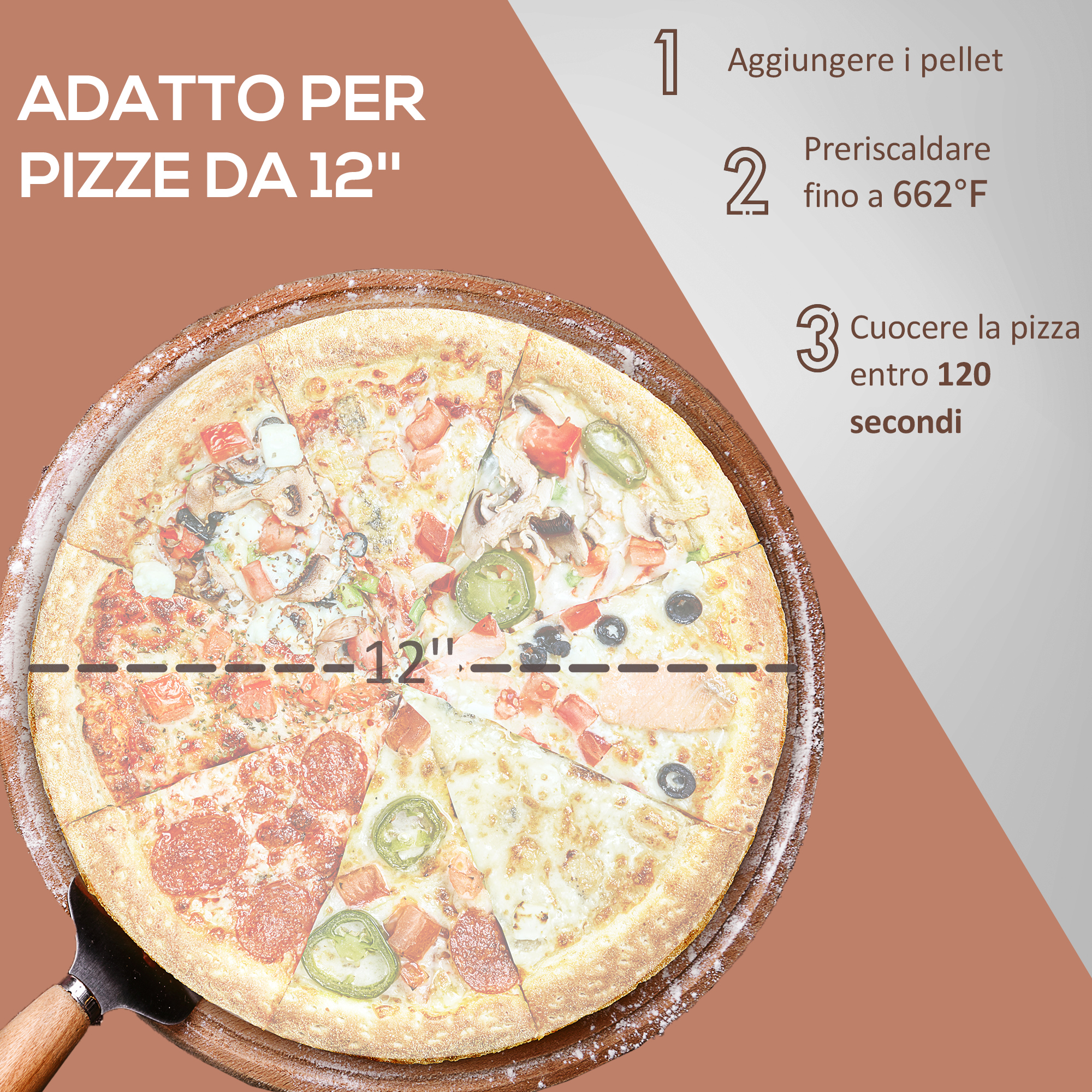 Pellet Wood Fired Pizza Oven Outdoor Pizza Maker with 12″ Stone, Peel and Waterproof Cover
