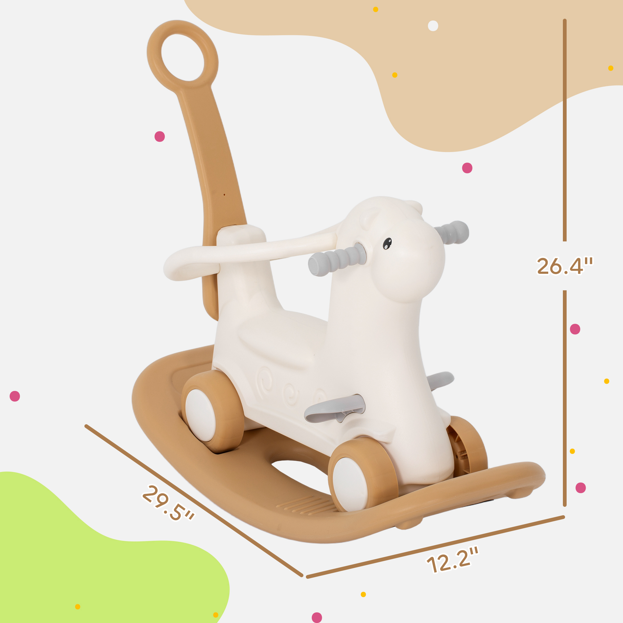 4-in-1 Toddler Rocking Horse & Balance Board – Convertible Ride-On Toy with Push Handle for Active Play