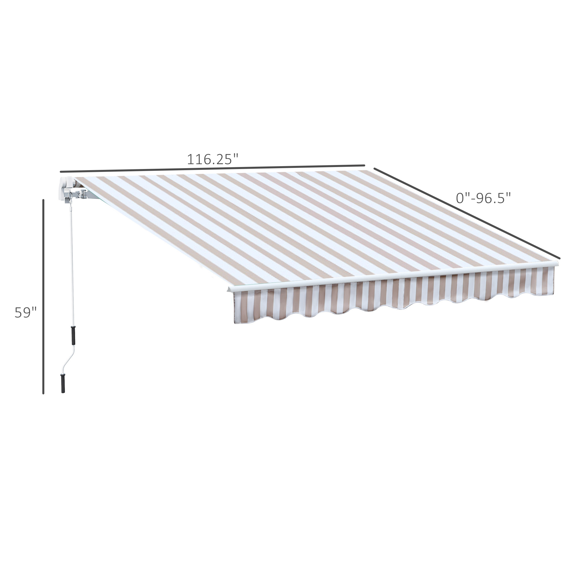10′ x 8′ Retractable Sun Shade Patio/Window Awning – Polyester Fabric – Beige
