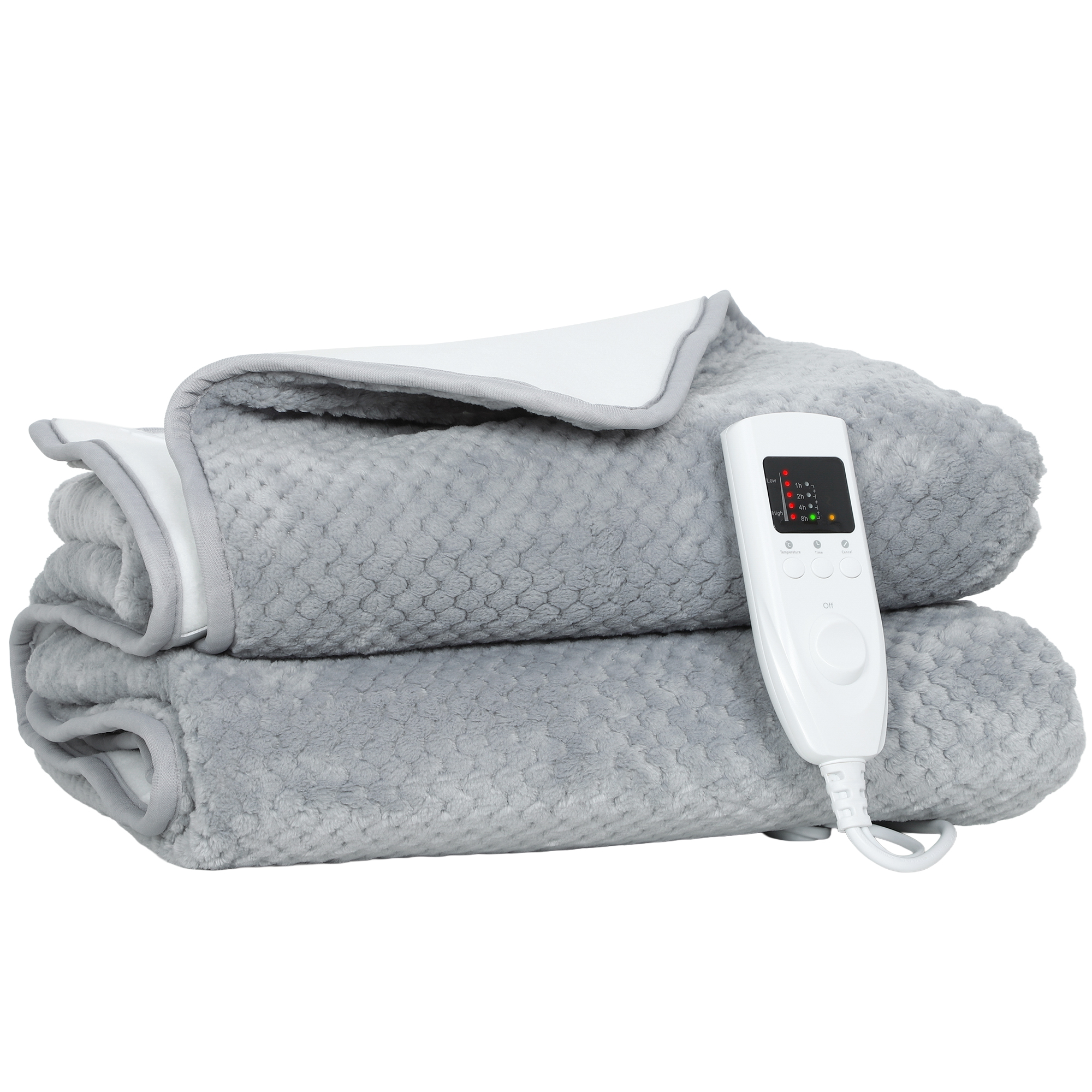 Heated Electric Blanket, Warm Throw Blanket With 5 Heating Levels, 10 Hour Auto-Off Timer, Grey - Image 1