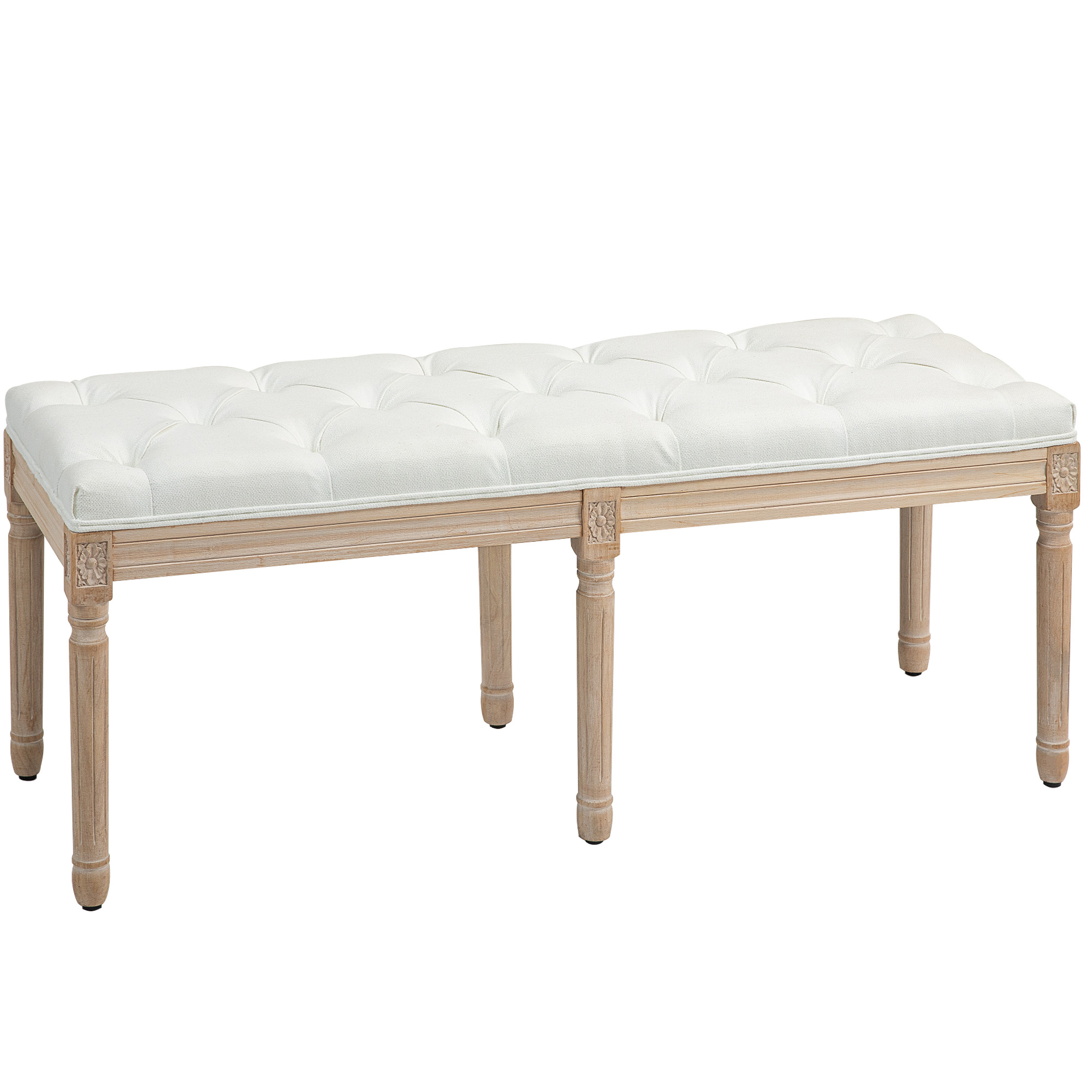 Vintage French Look Bed End Bench - Cream White — image 3