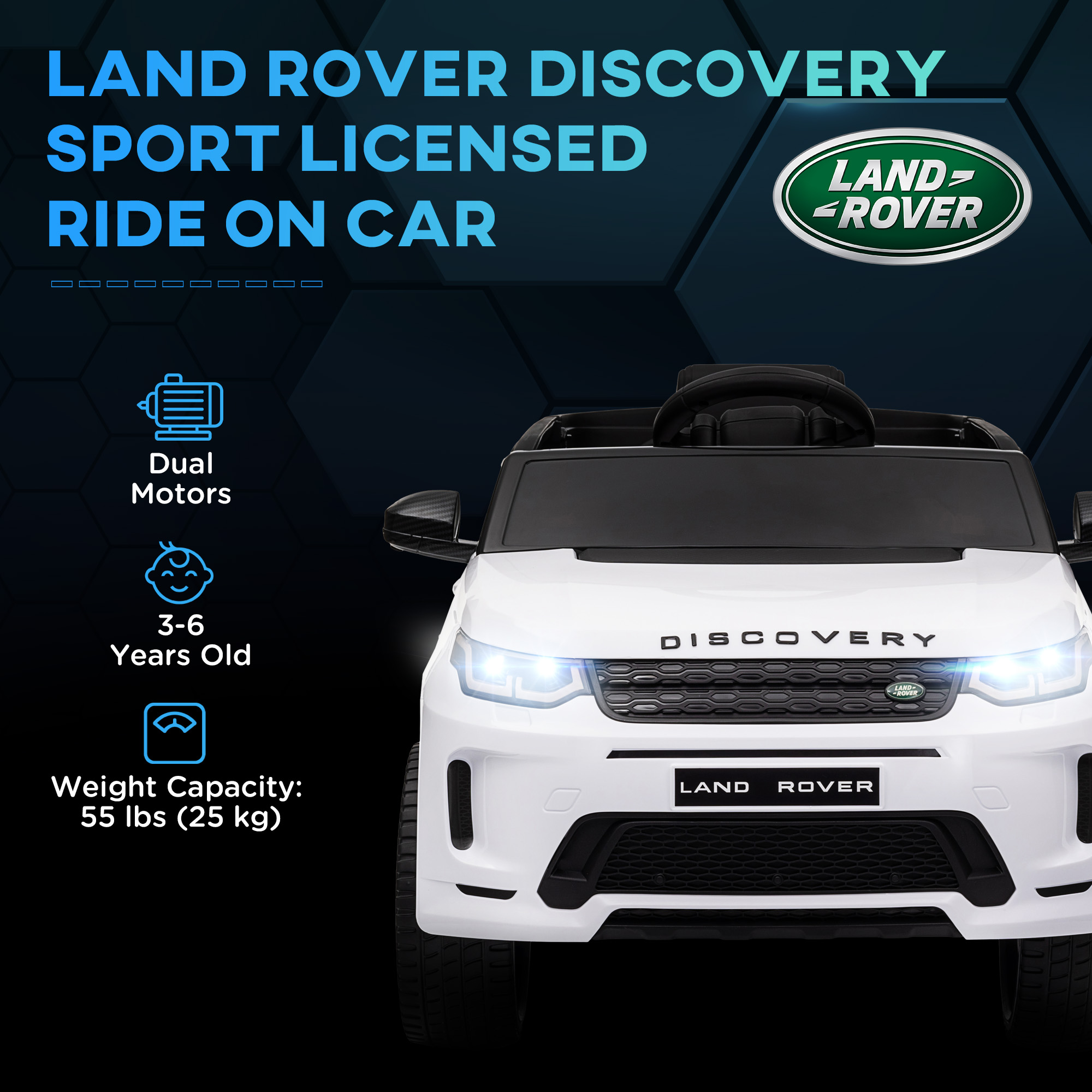 Licensed Land Rover Discovery Sport, 12V Kids Ride On Car W/ Remote Control — image 2