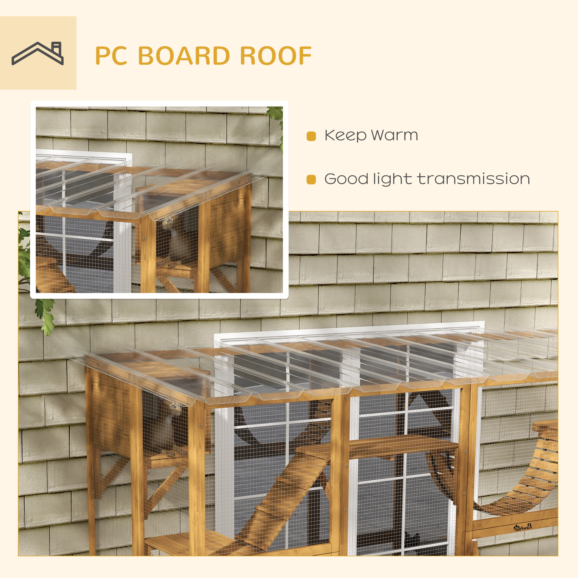  Catio Playground Cat Window Box Outside Enclosure for Multiple Cats w/ Shelves & Bridges, Yellow