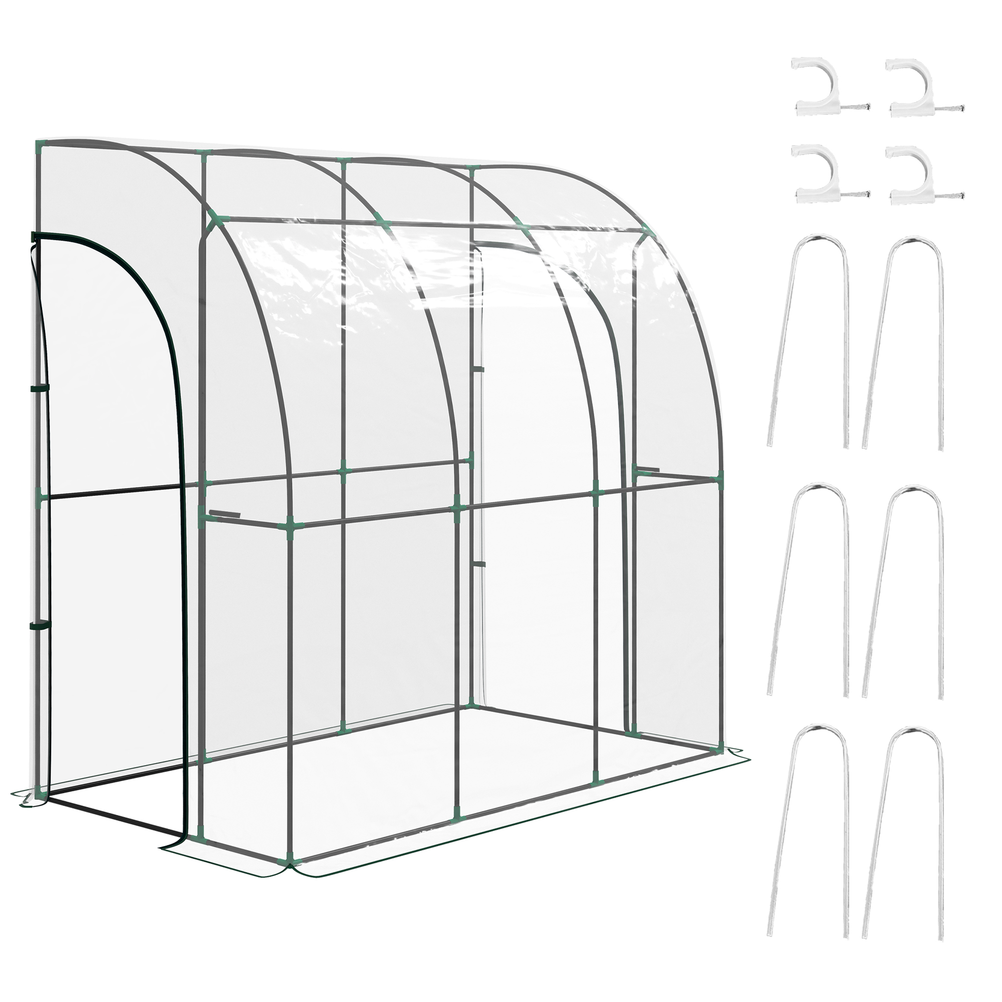 214cm X 118cm Walk-In Lean To Greenhouse, With Accessories - Image 1