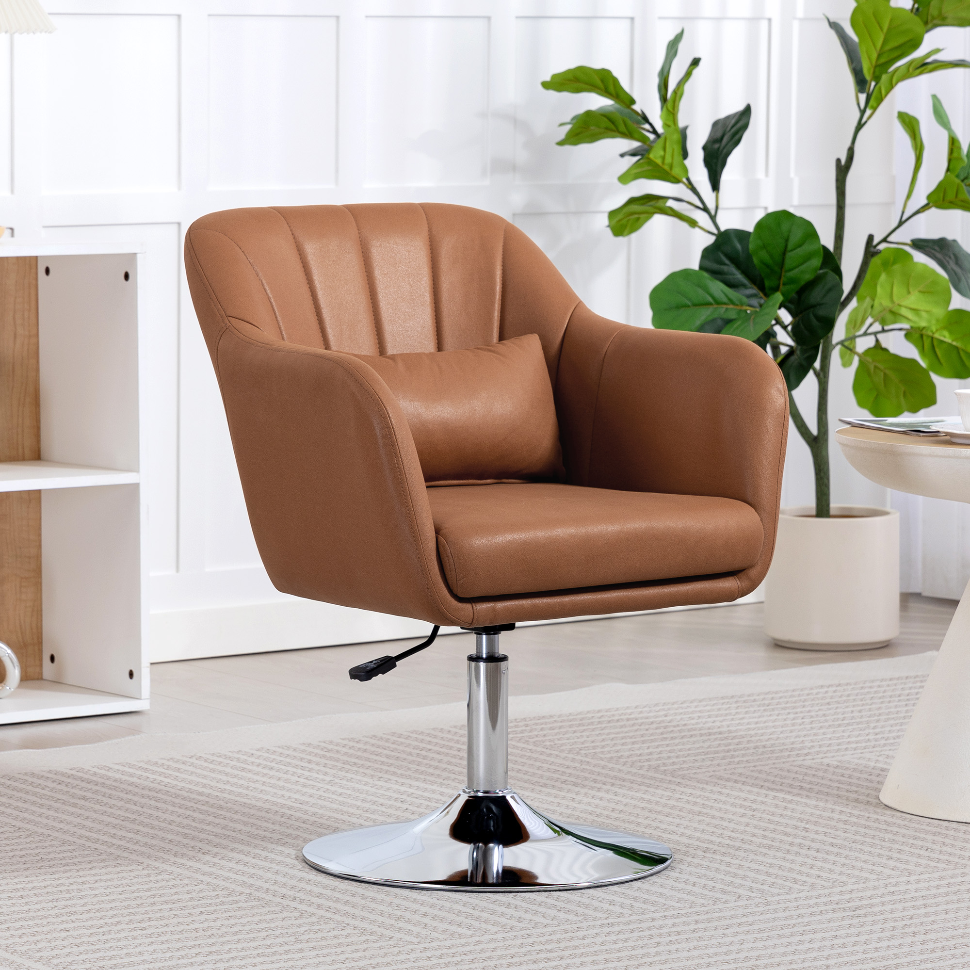 Swivel Microfibre Accent Chair For Living Room Contemporary Vanity Armchair — image 2