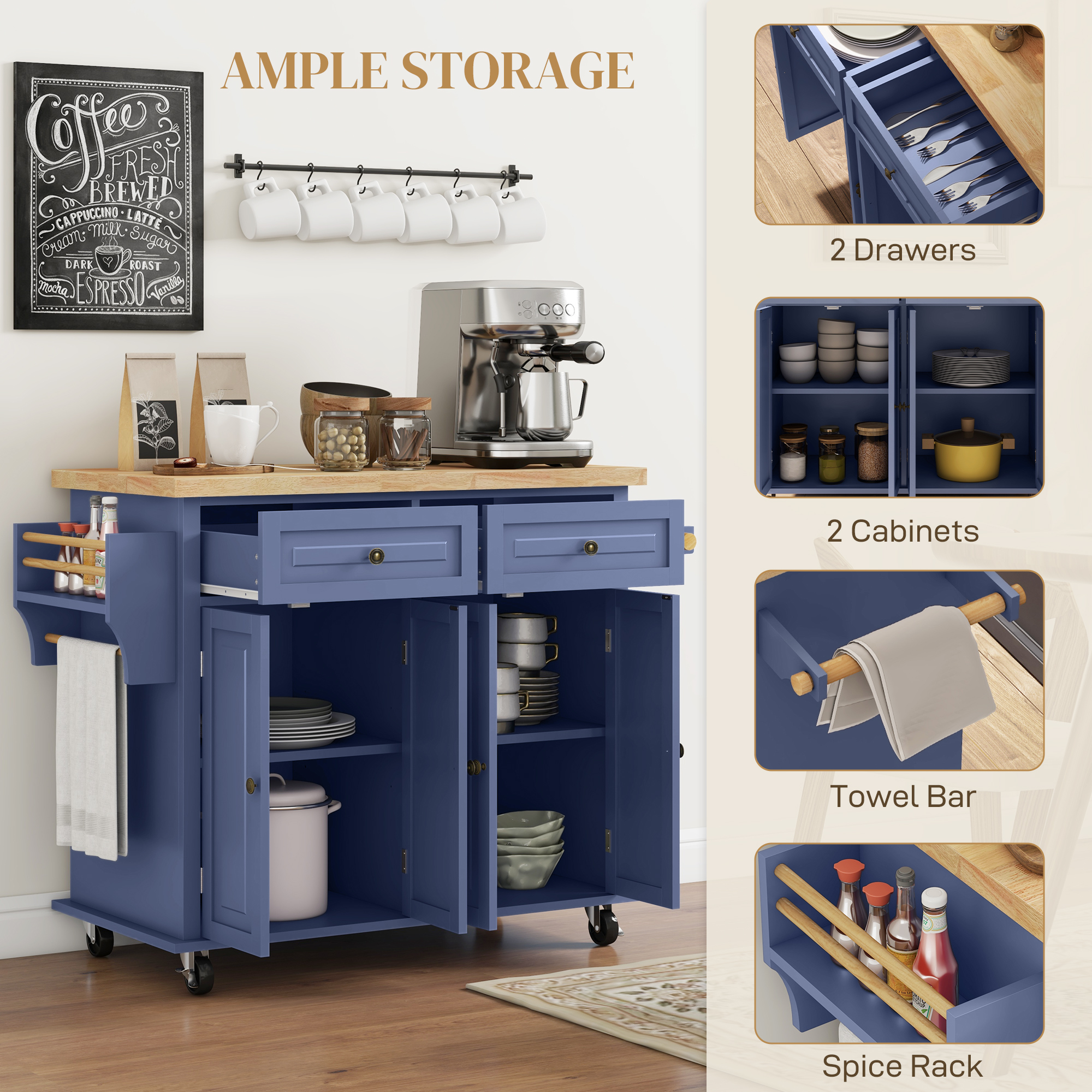 Kitchen Island on Wheels view 6