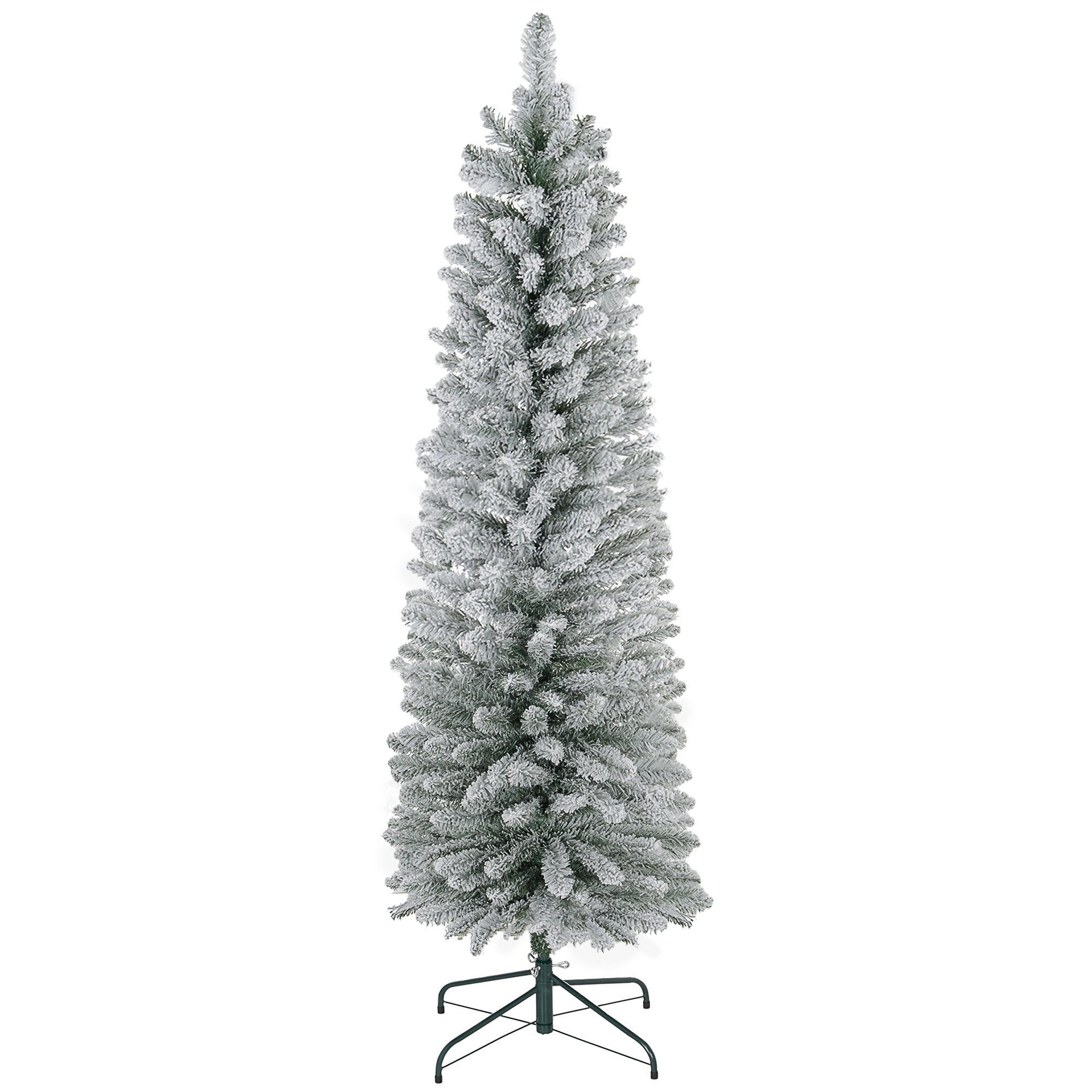 5ft Artificial Snowy Pencil Christmas Tree - White — image 3