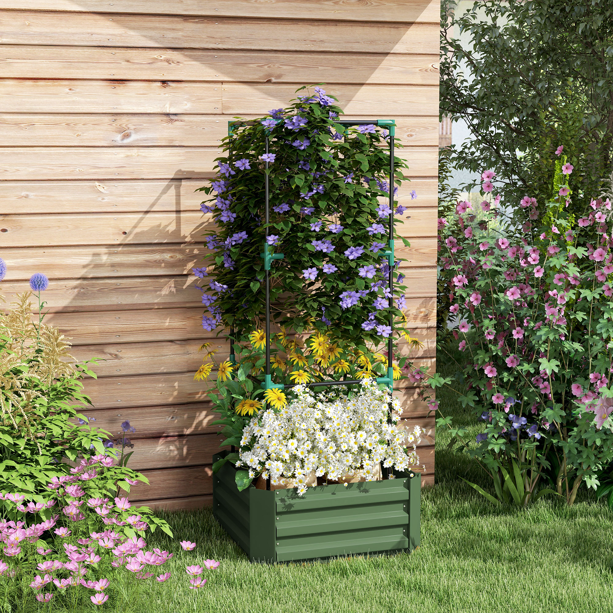 Galvanized Raised Garden Bed with Trellis, picture 2 of 3
