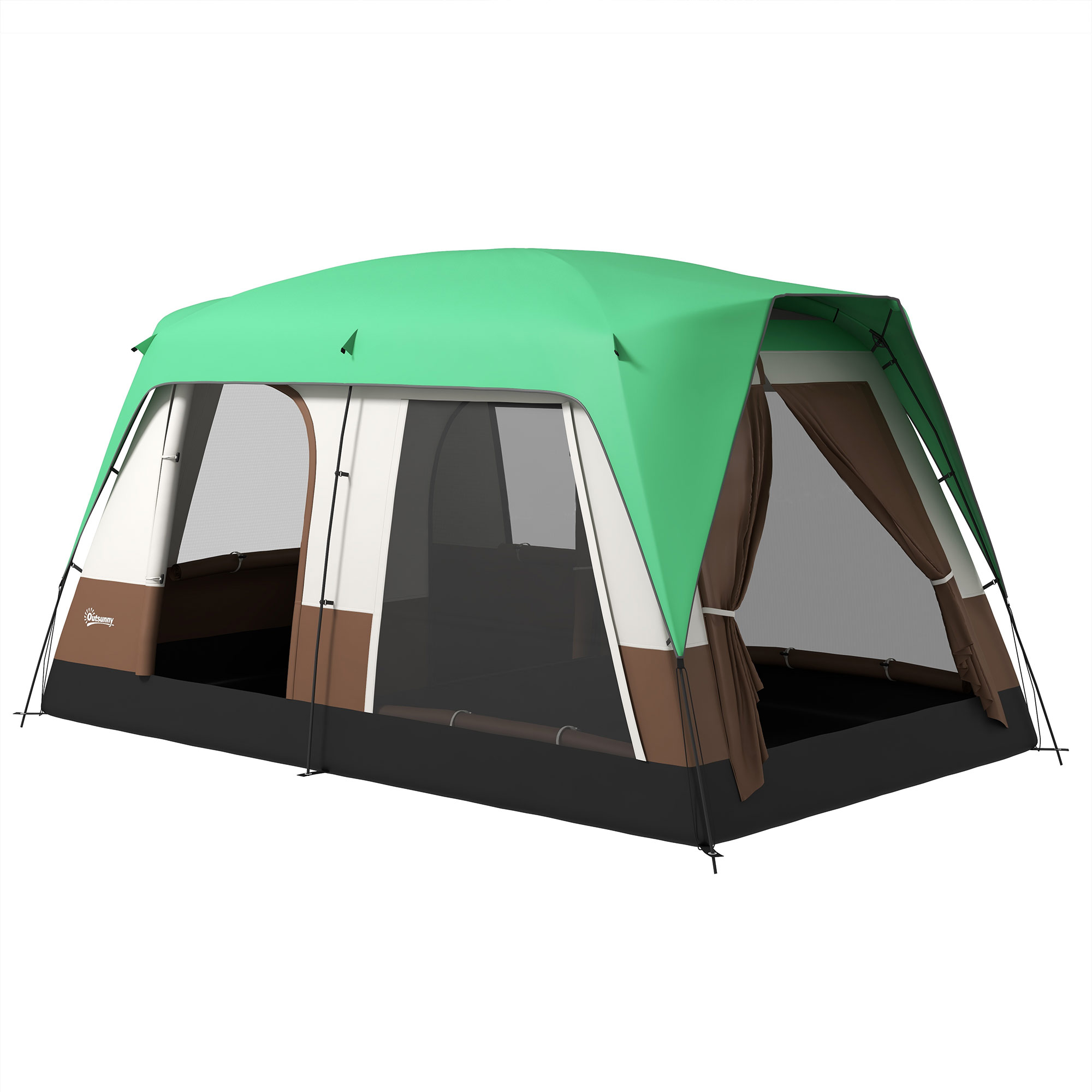 Six-Man Camping Tent, With Small Rainfly And Accessories - Green - Image 1