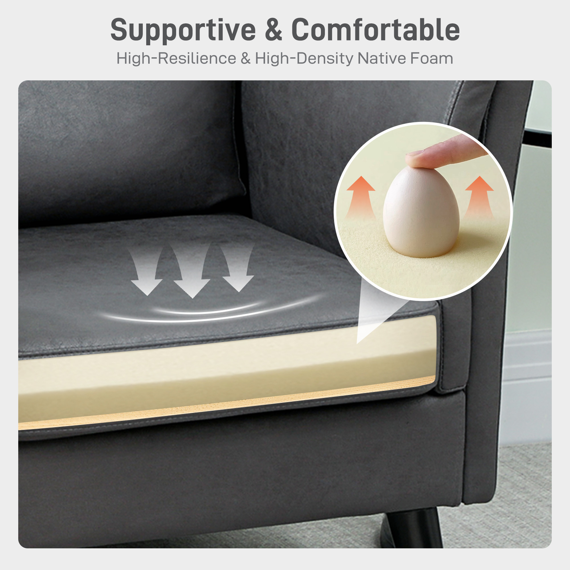Two-Seater Leathaire Sofa - Grey — image 2