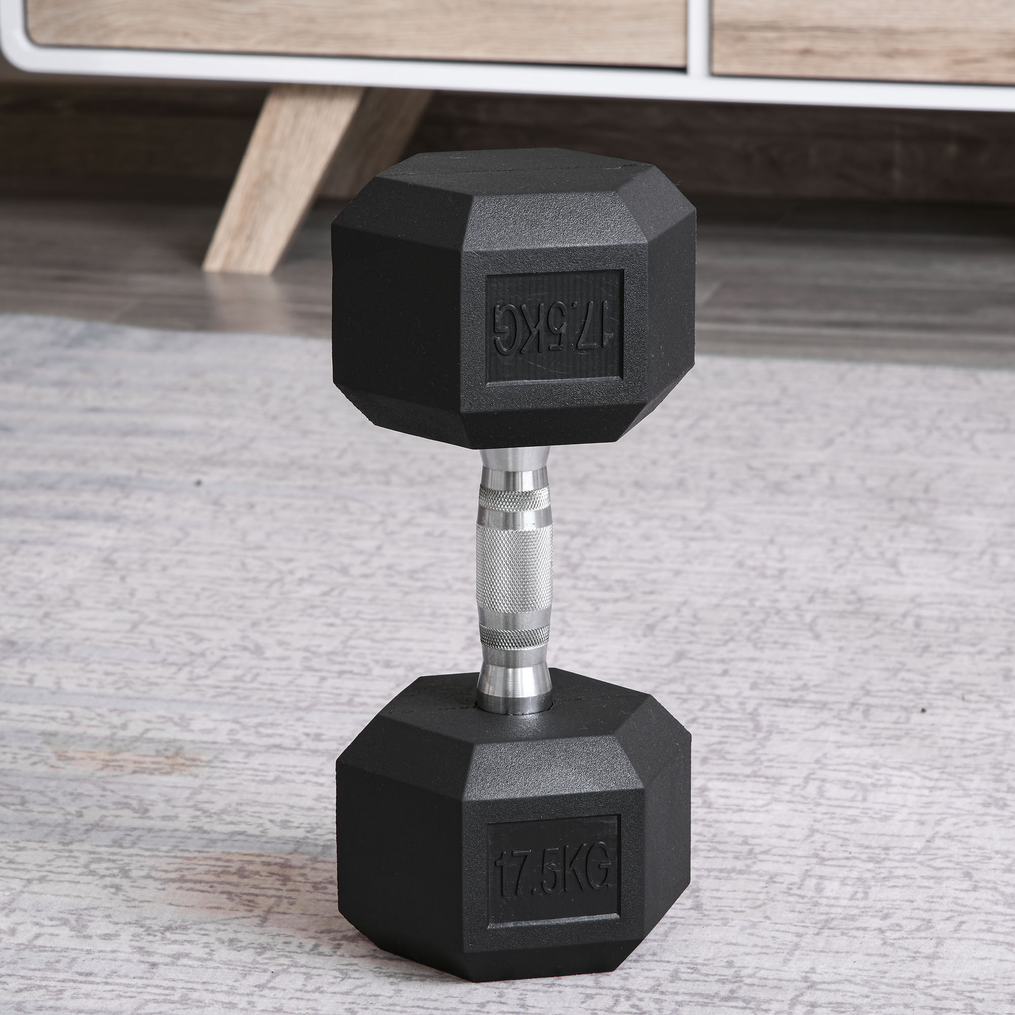 Haltère hexagonal en caoutchouc 2x17.5kg, poids à main portables – Image 3